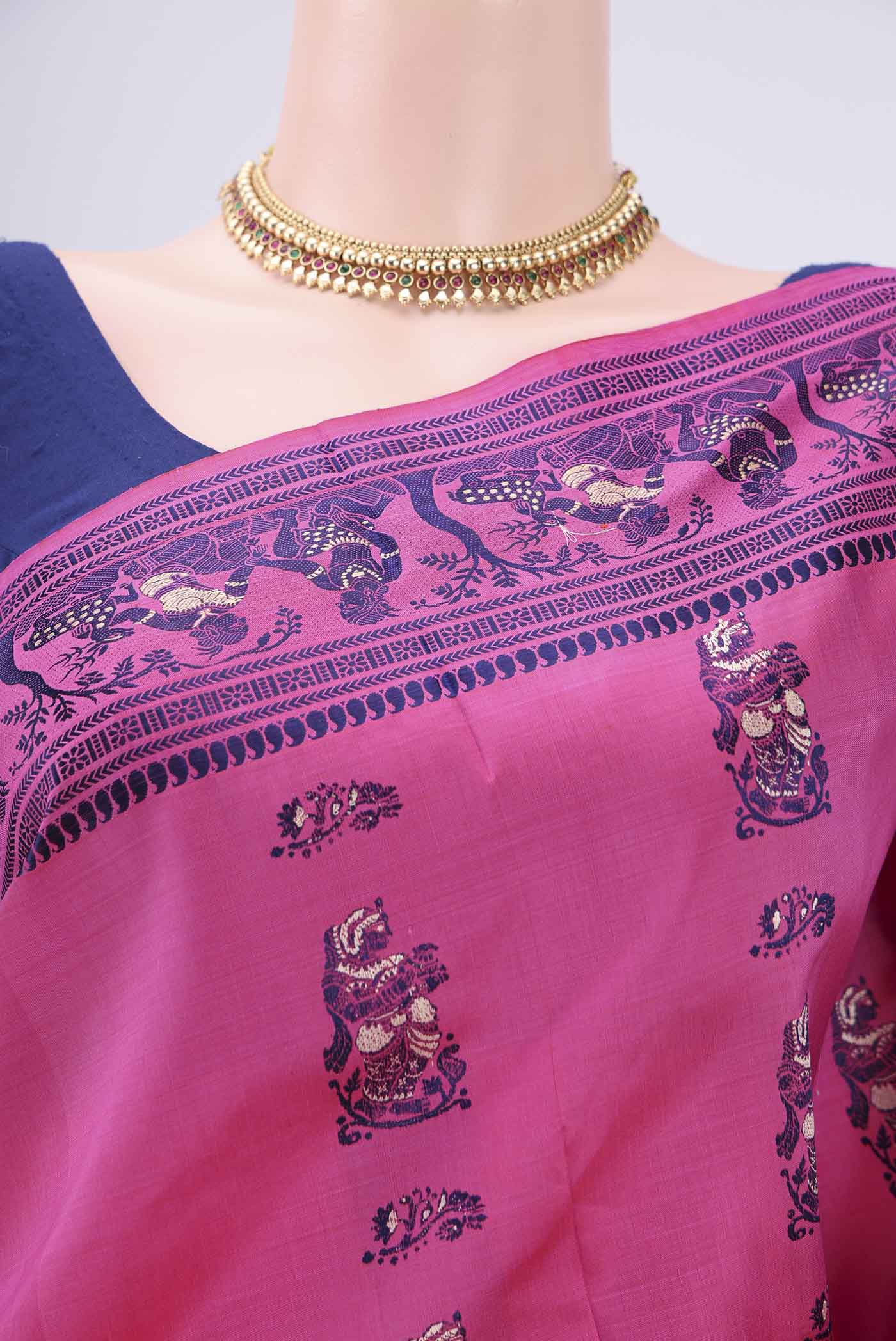 Pink Baluchari Silk Saree - Image 2