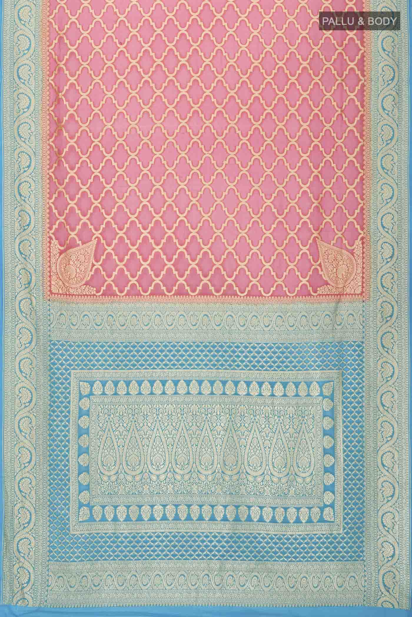 Pink Banarasi Georgette Saree - Image 5