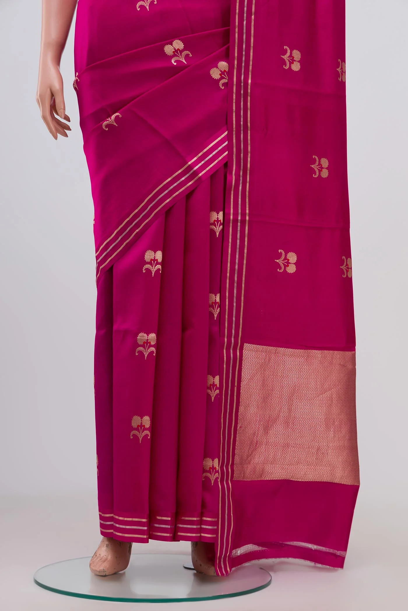 Pink Banarasi Silk Saree - Image 3