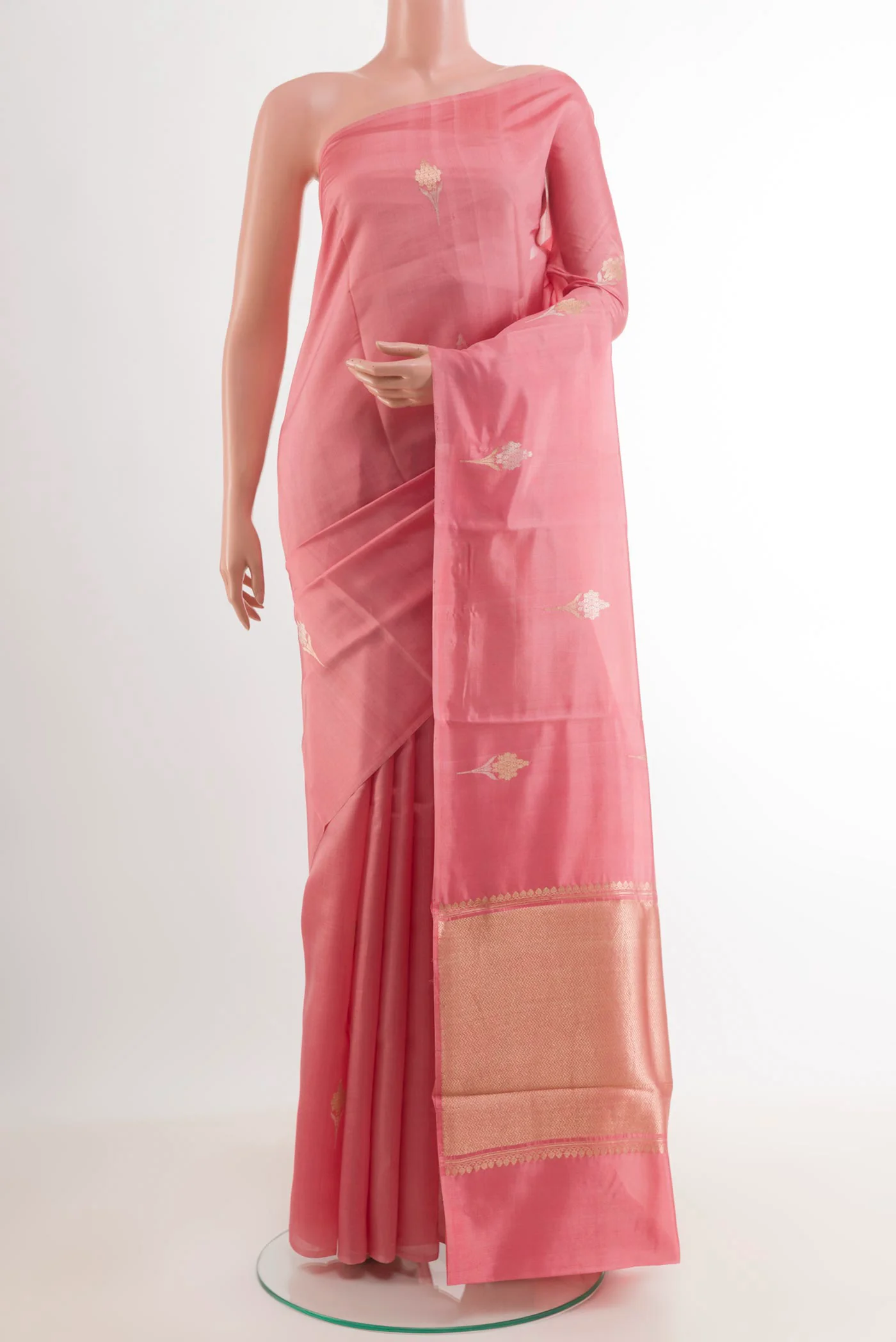 Coral Banarasi Katan Silk Saree