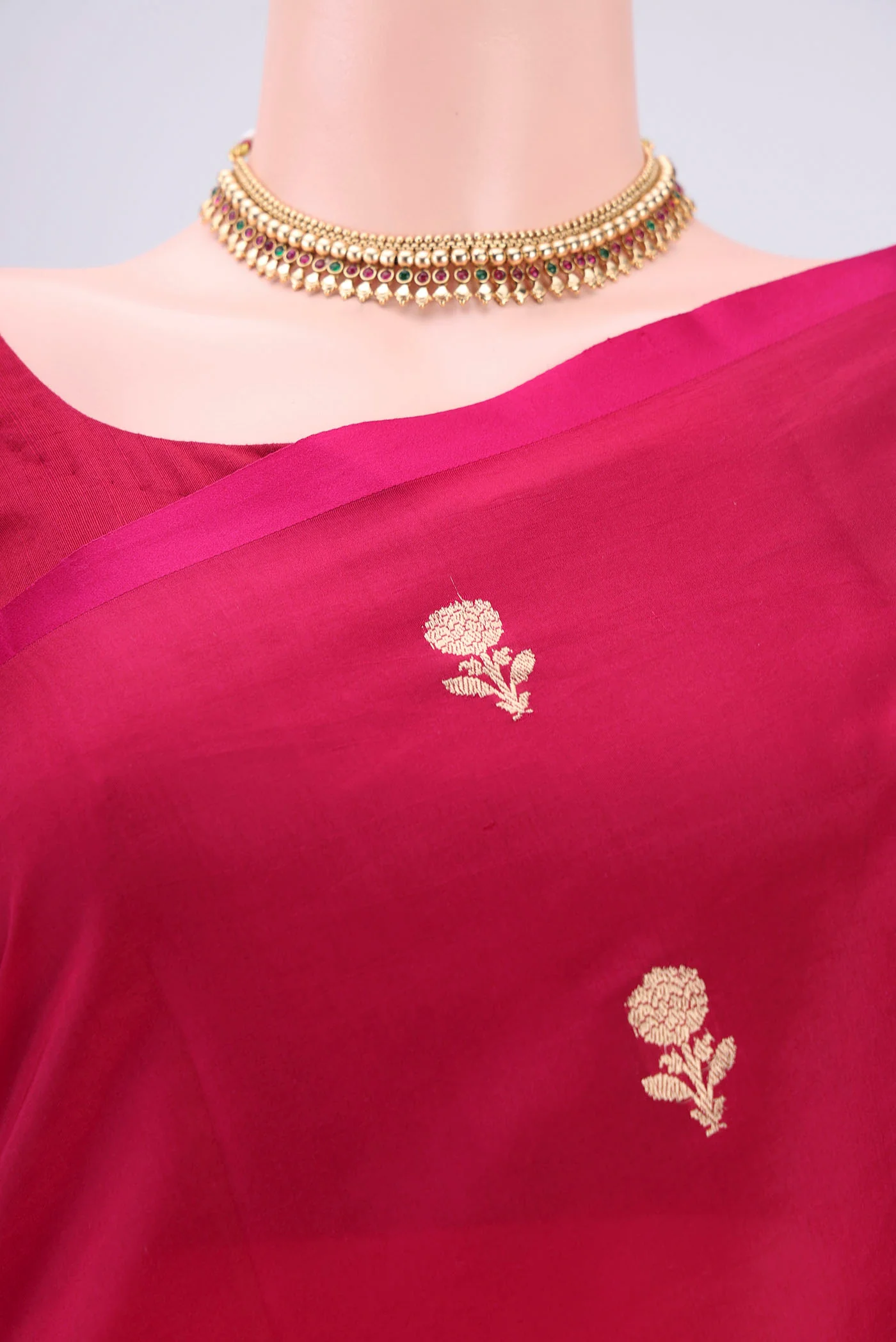 Pink Banarasi Katan Silk Saree - Image 2