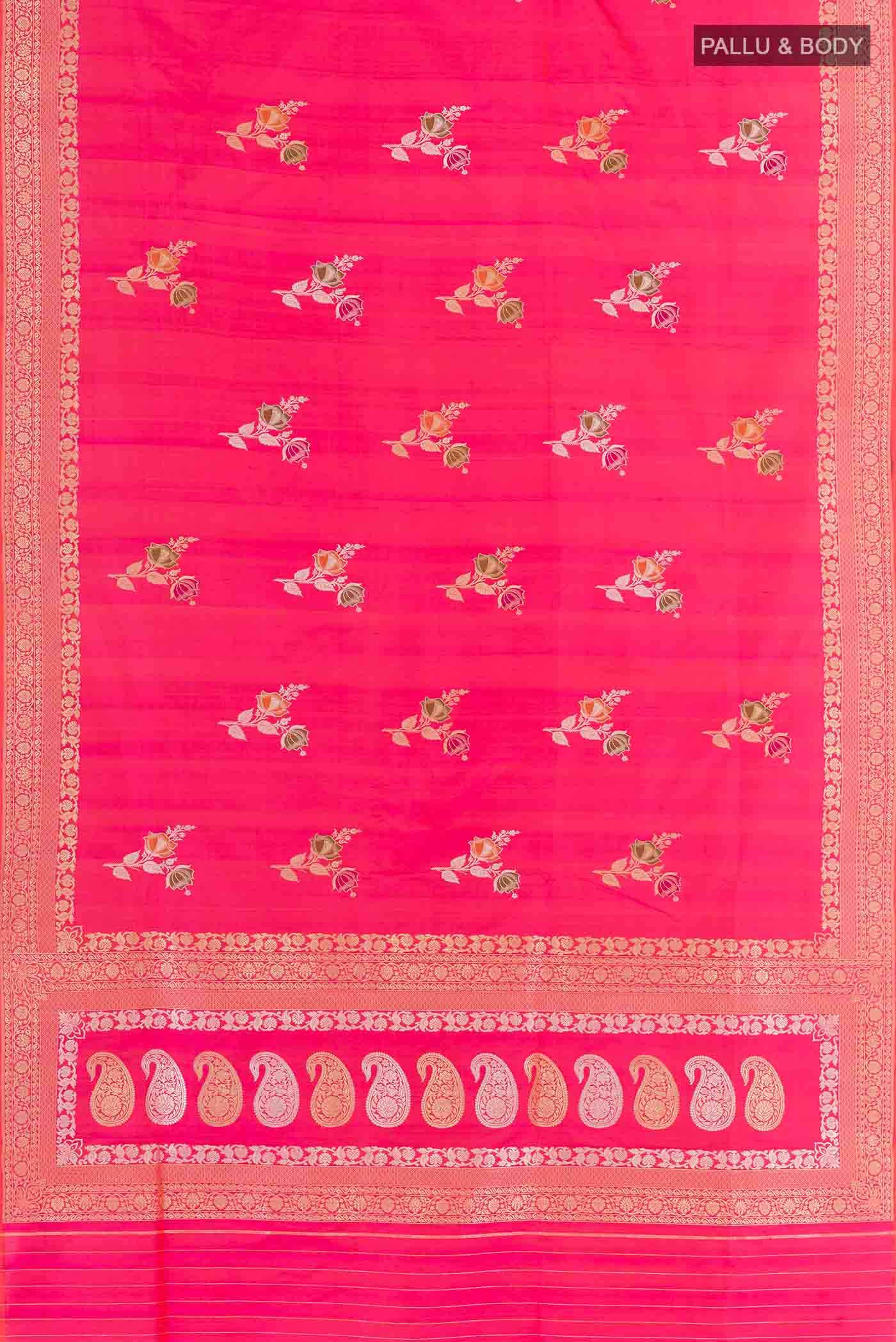 Pink Banarasi Katan Silk Saree - Image 4