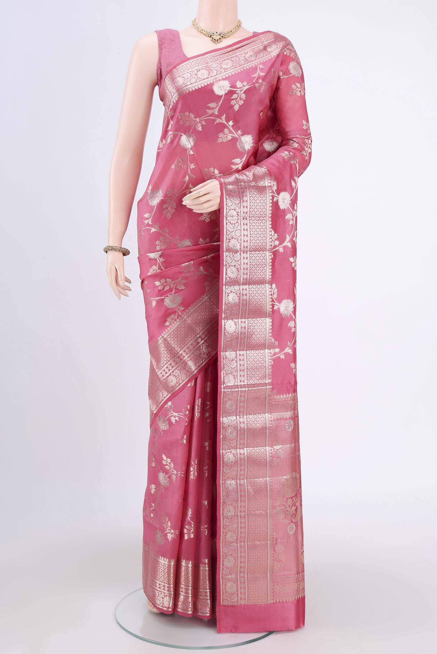 Pink Banarasi Raw Silk Saree