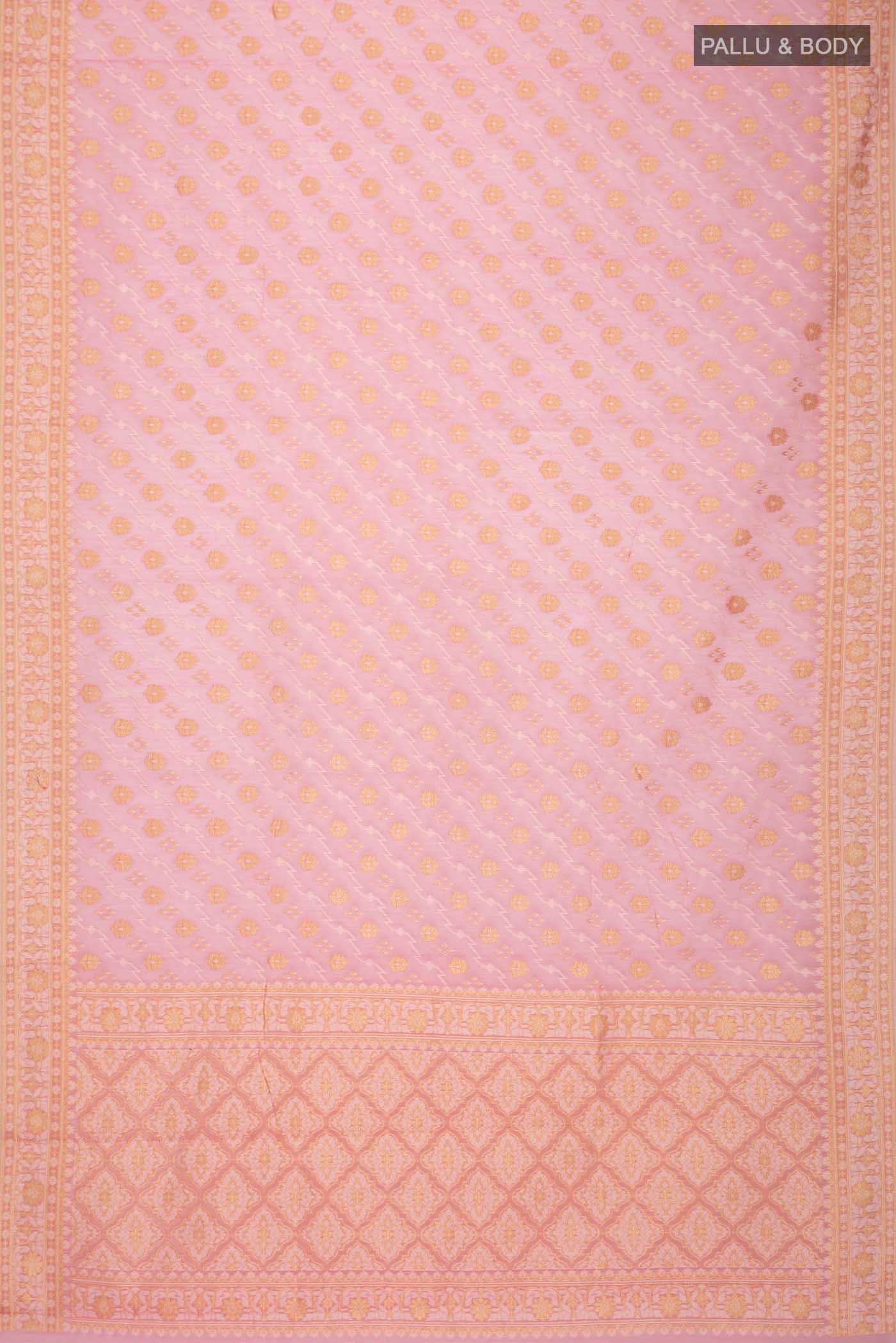 Pink Banarasi Silk Cotton Saree - Image 2