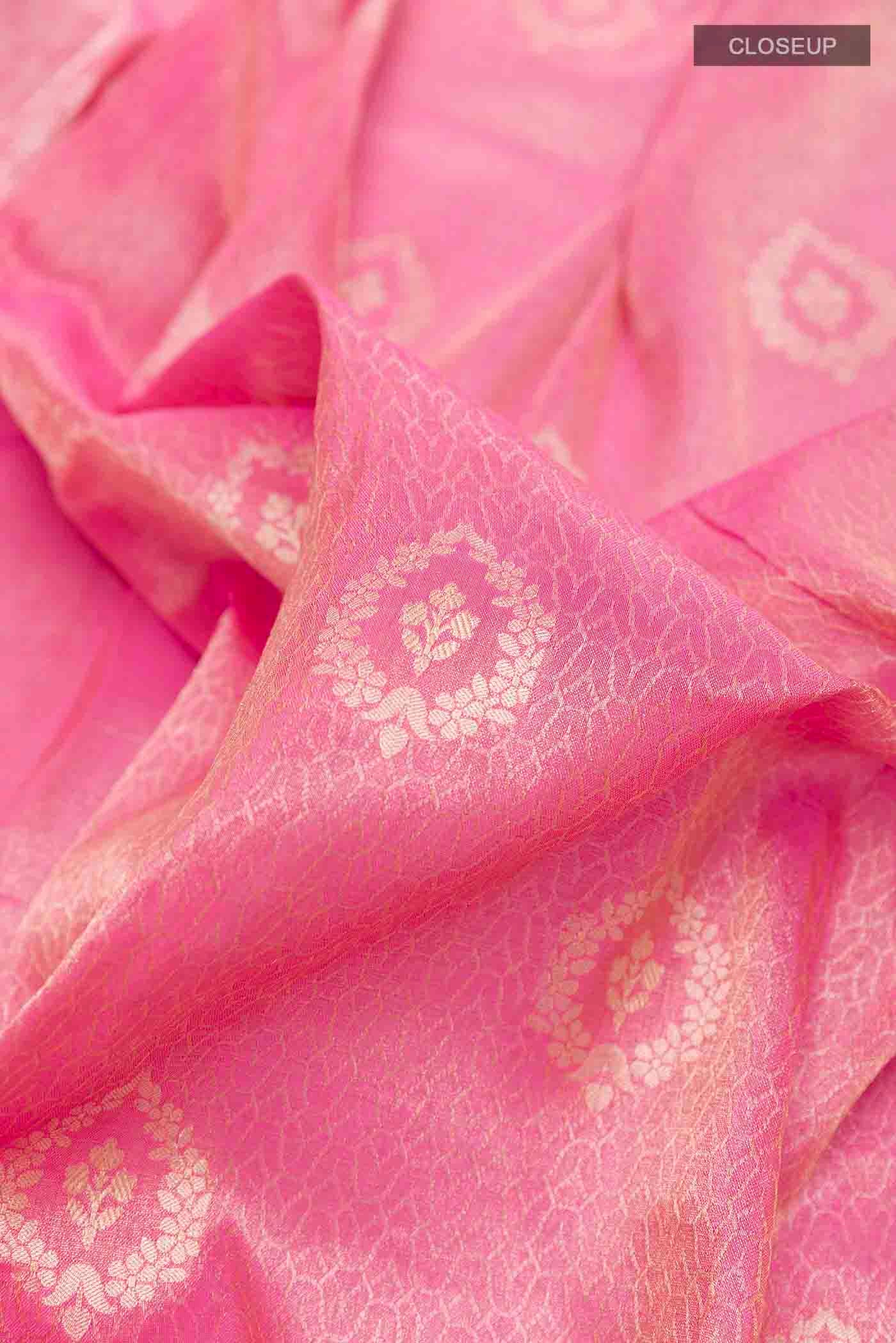 Pink Banarasi Silk Saree - Image 2