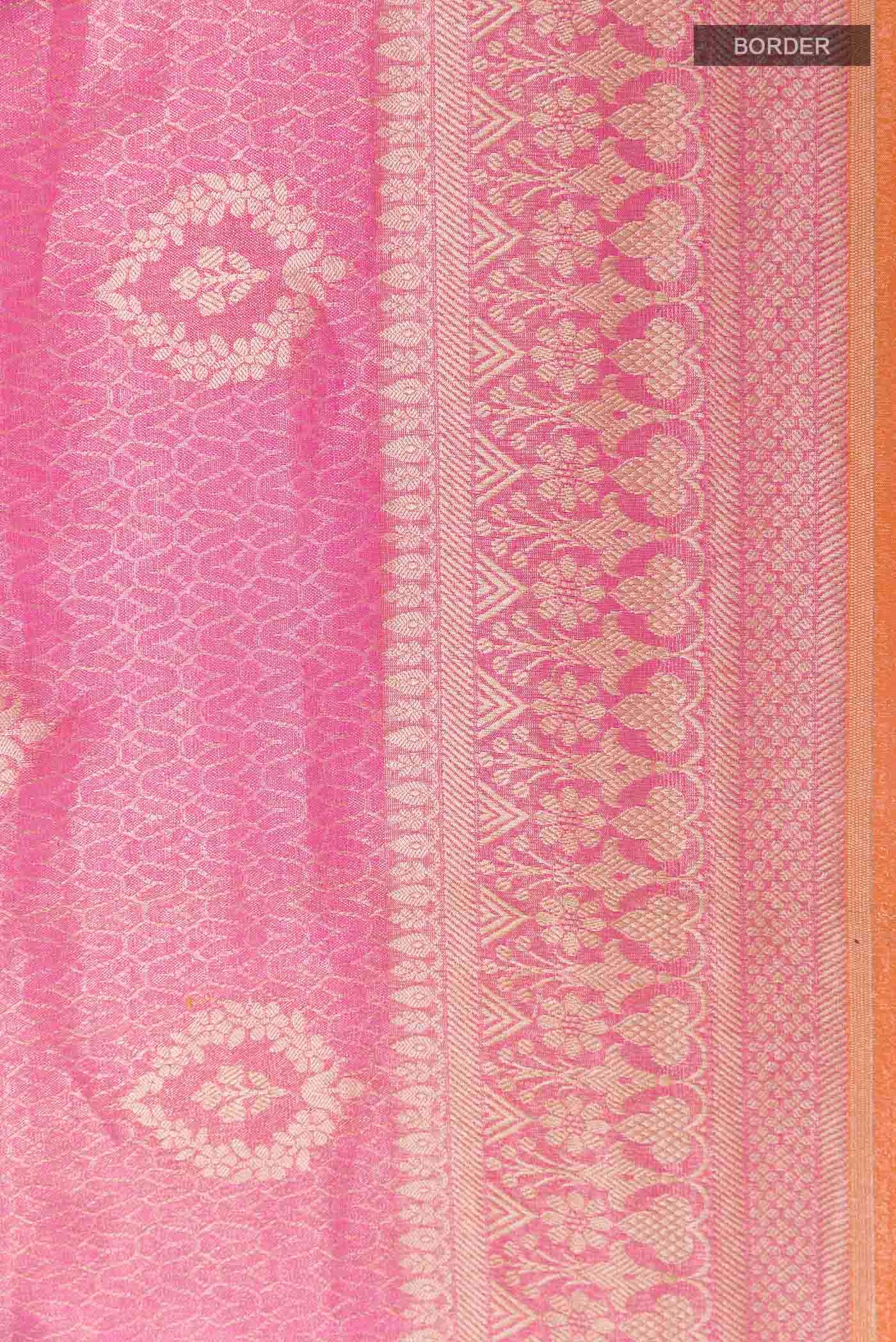Pink Banarasi Silk Saree - Image 3