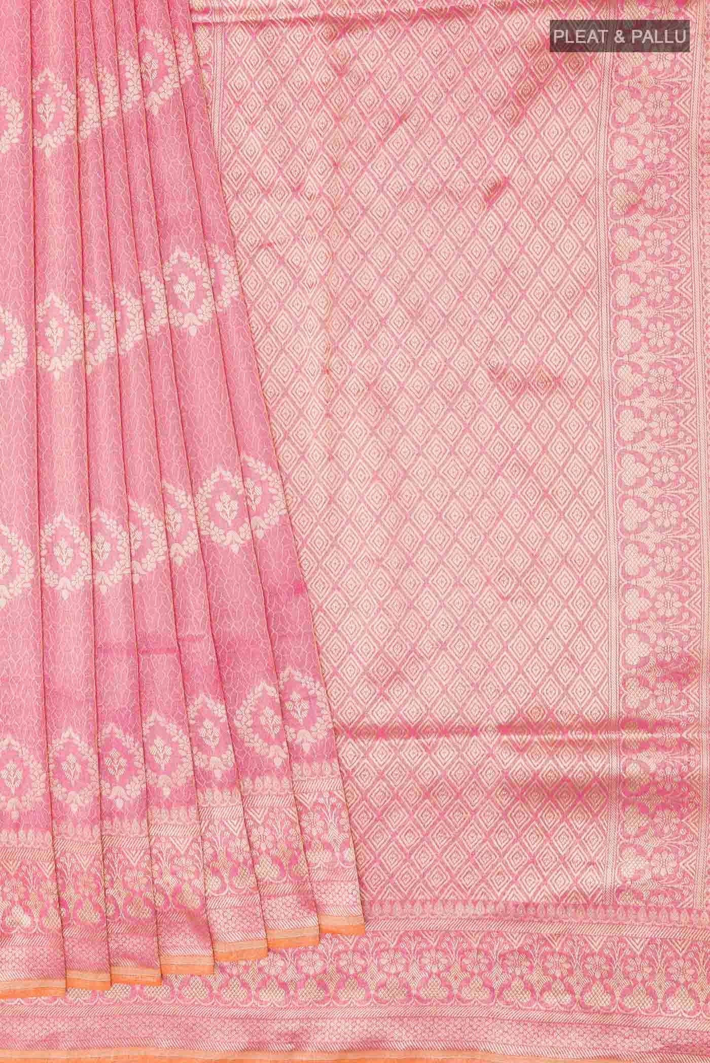 Pink Banarasi Silk Saree - Image 4