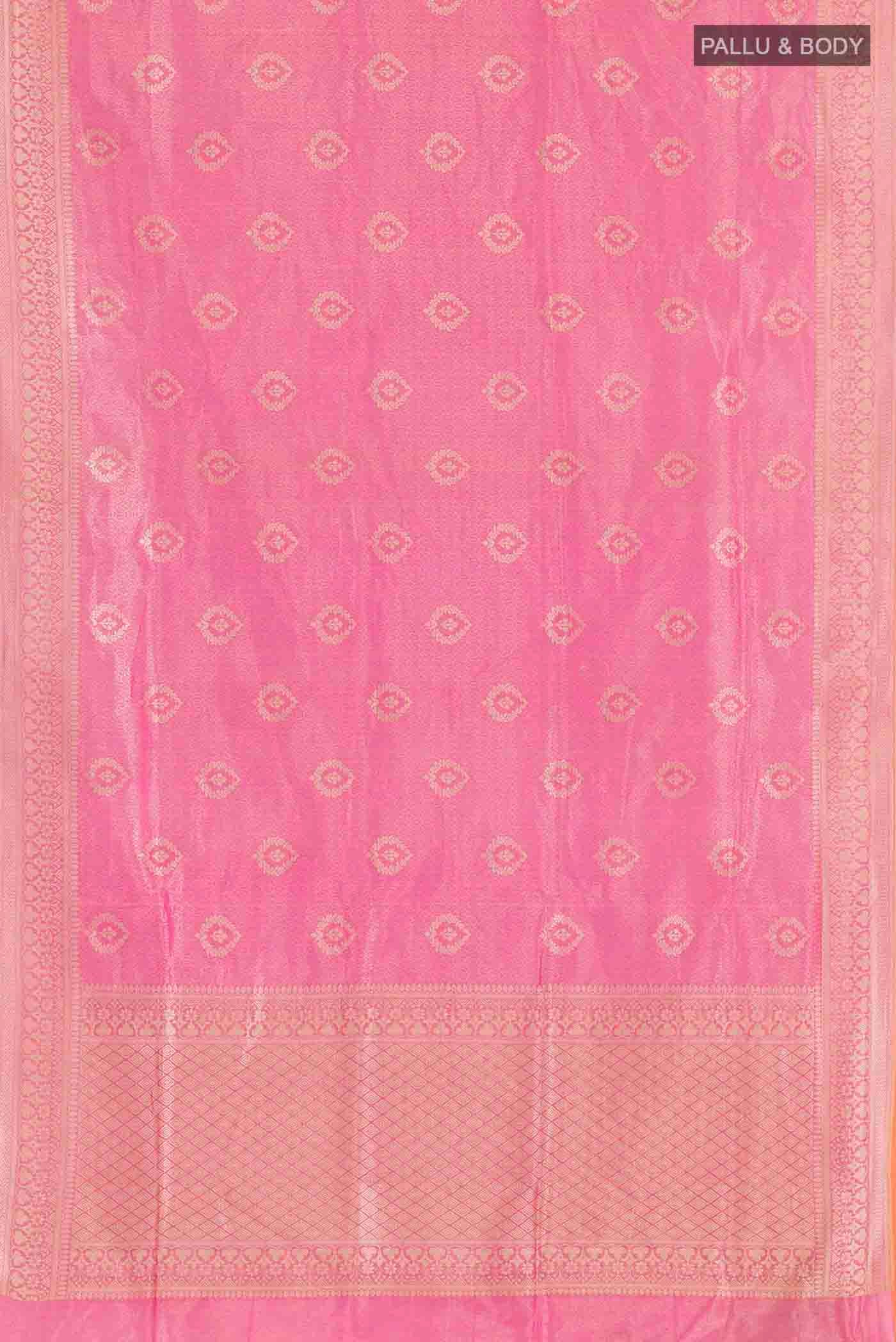 Pink Banarasi Silk Saree - Image 6