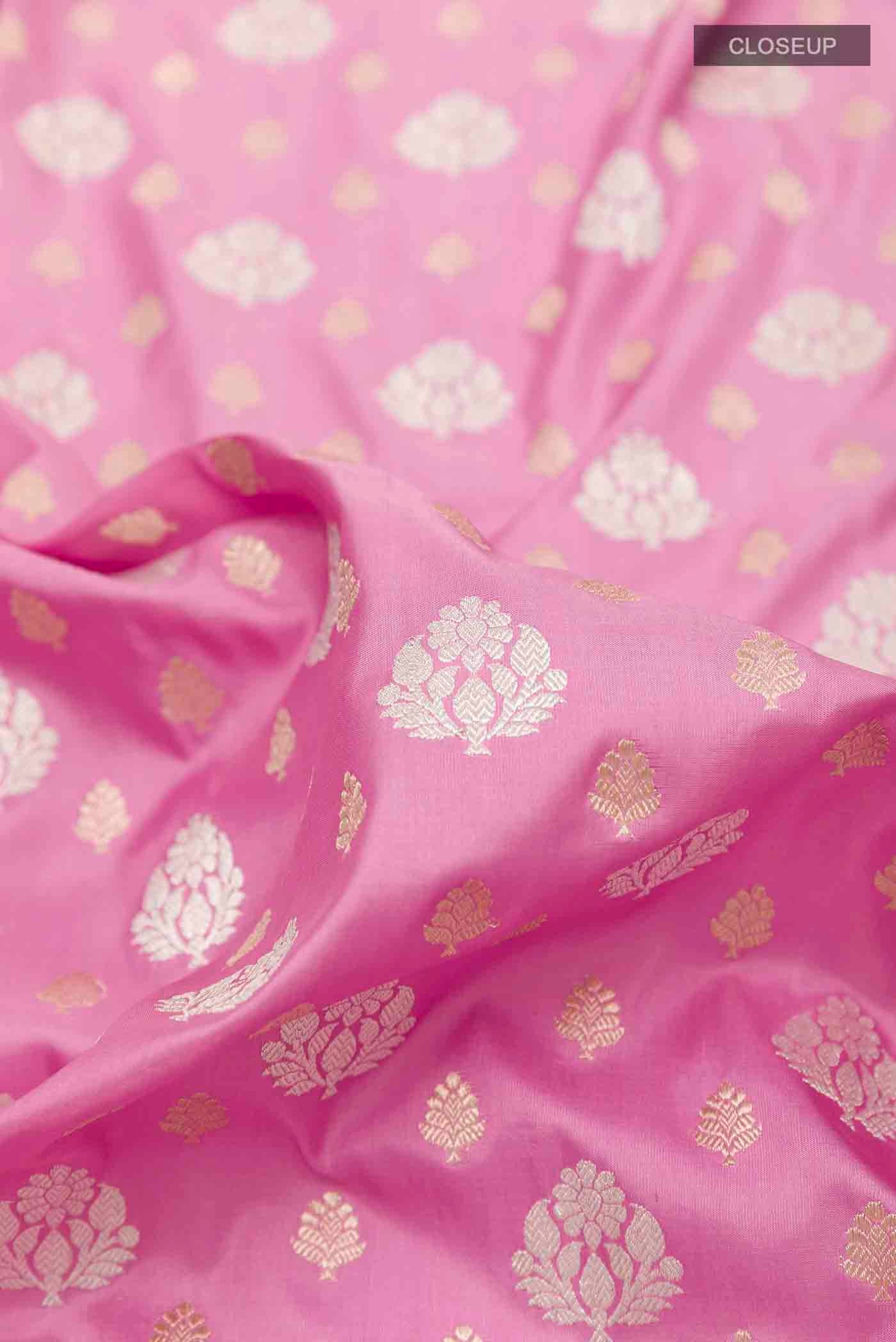 Pink Banarasi Silk Saree - Image 2
