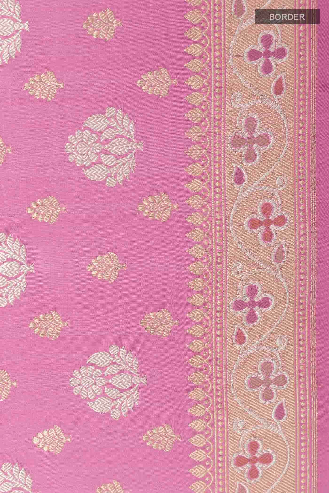 Pink Banarasi Silk Saree - Image 3
