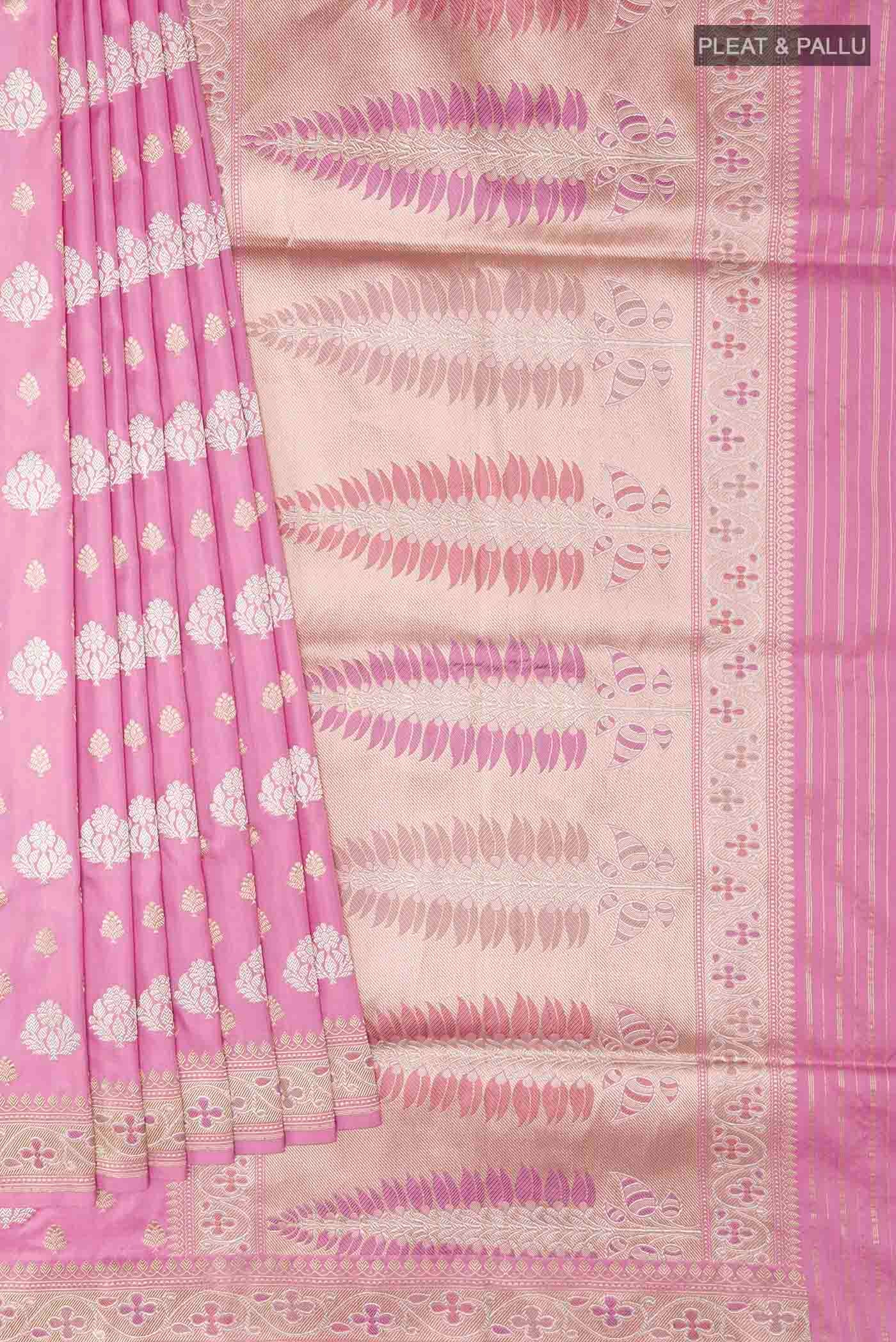 Pink Banarasi Silk Saree - Image 4