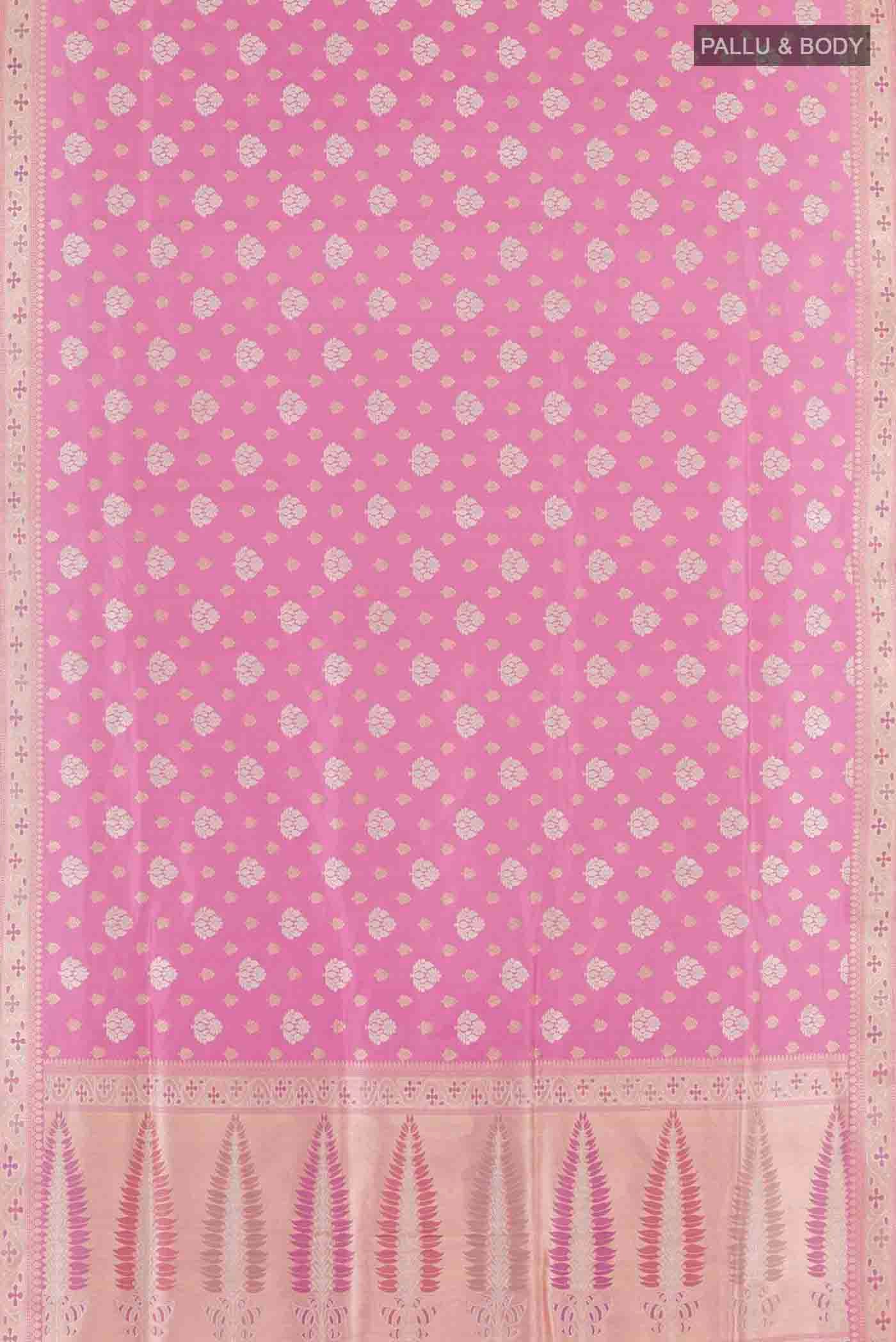 Pink Banarasi Silk Saree - Image 6