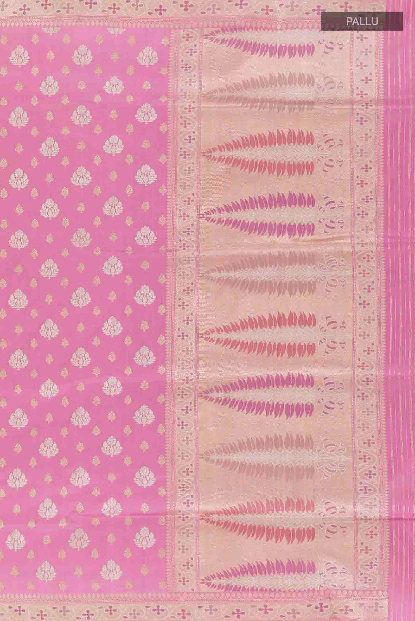Pink Banarasi Silk Saree - Image 7