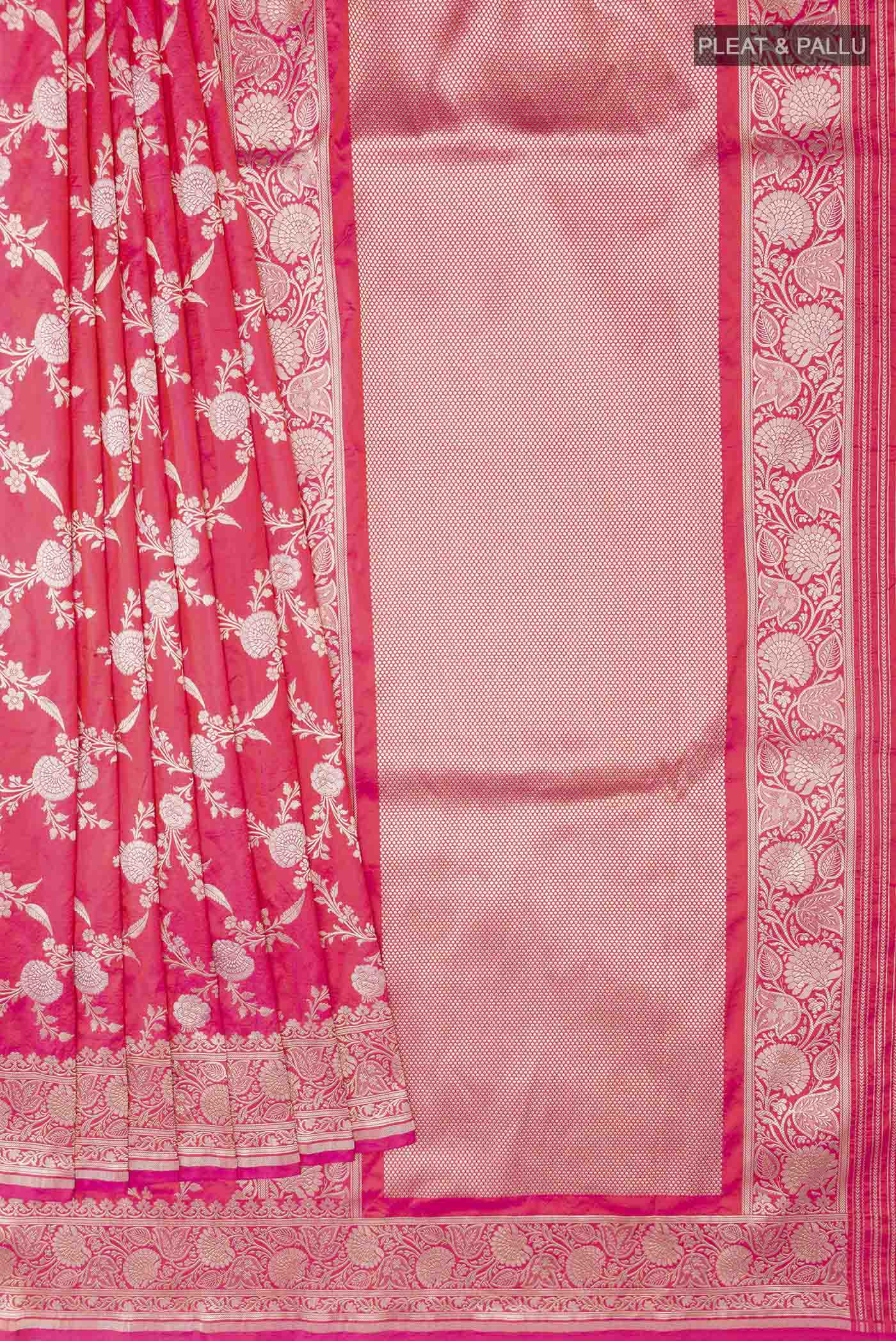 Pink Banarasi Silk Saree - Image 4