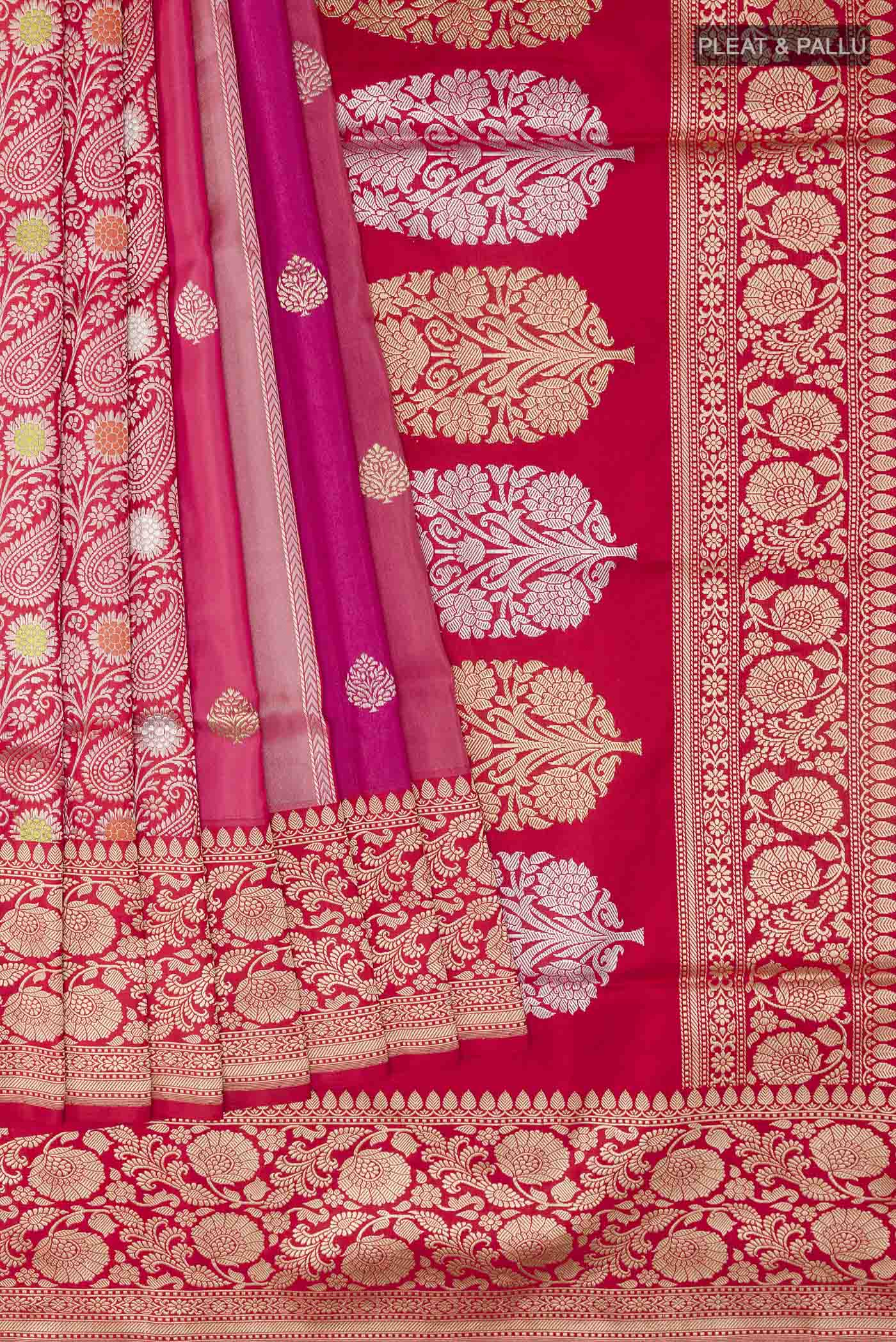 Pink Banarasi Silk Saree - Image 4