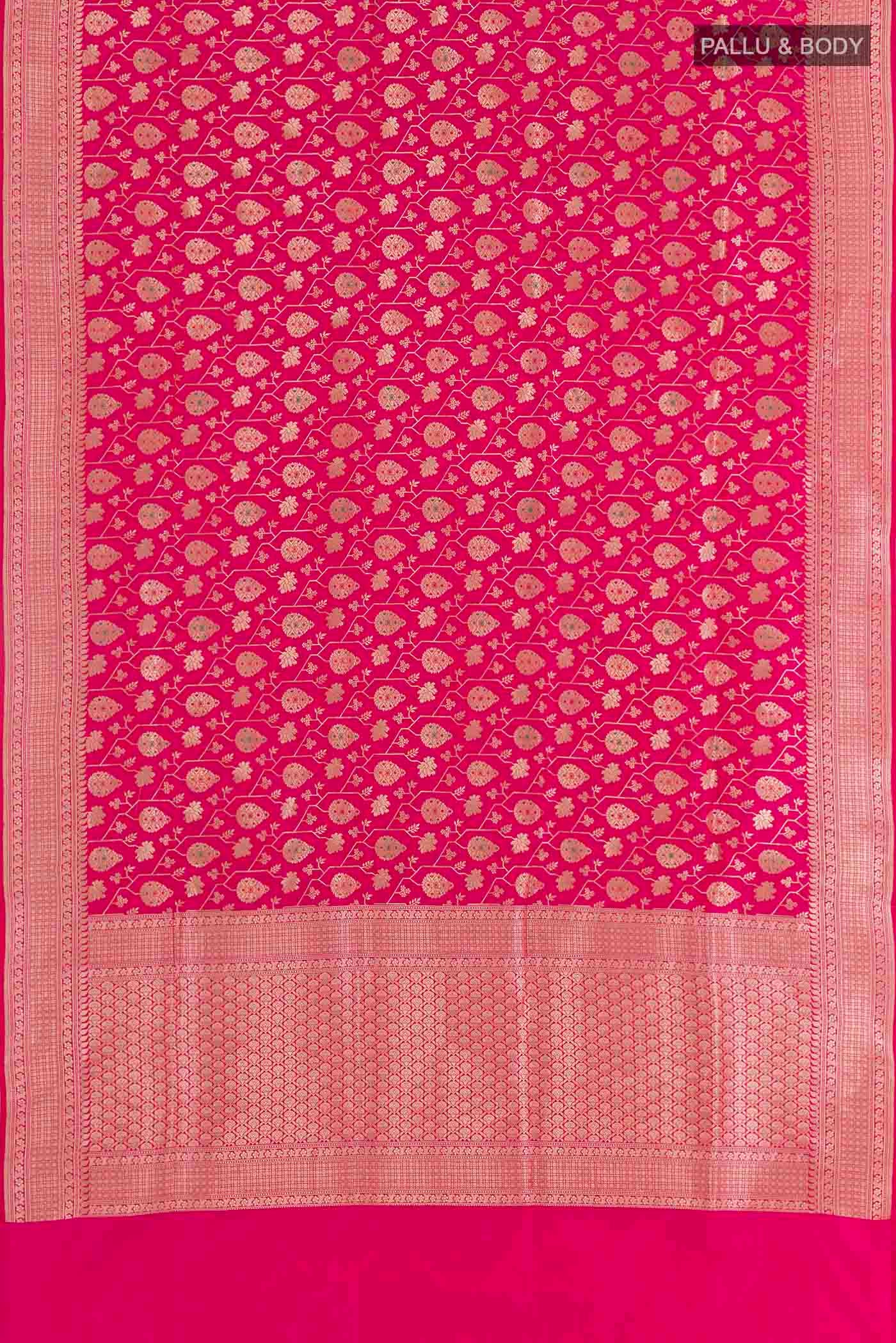 Pink Banarasi Silk Saree - Image 3