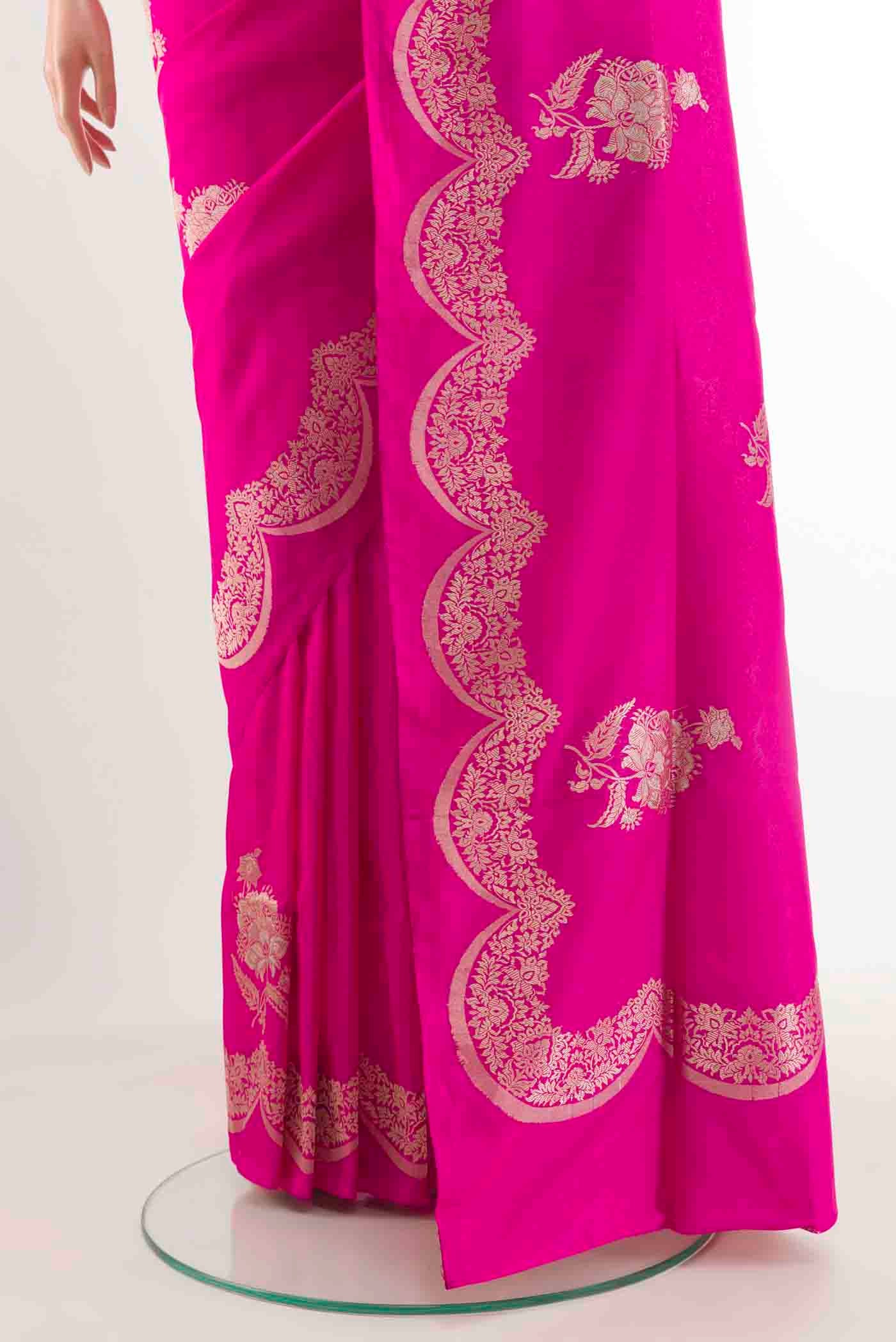 Pink Banarasi Silk Saree - Image 3