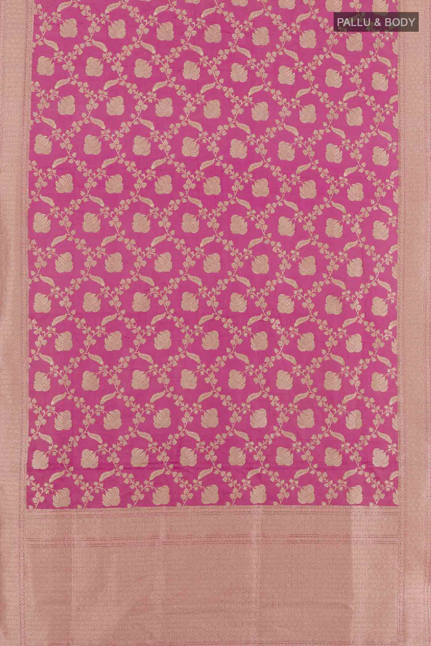 Pink Banarasi Silk Saree - Image 3