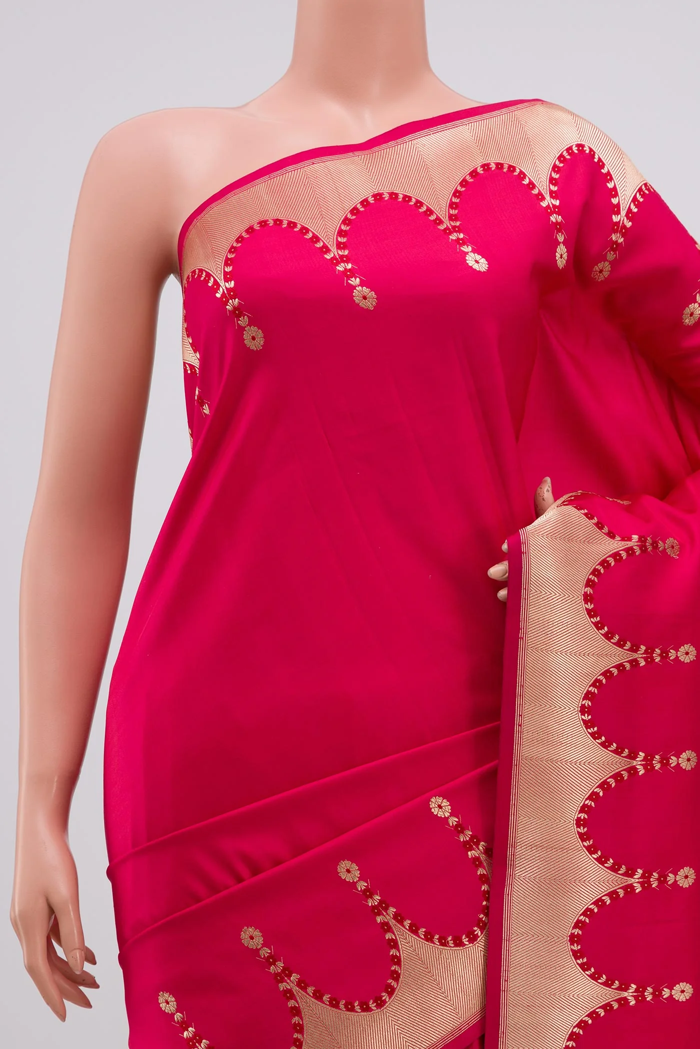 Dark Pink Banarasi Silk Saree - Image 2