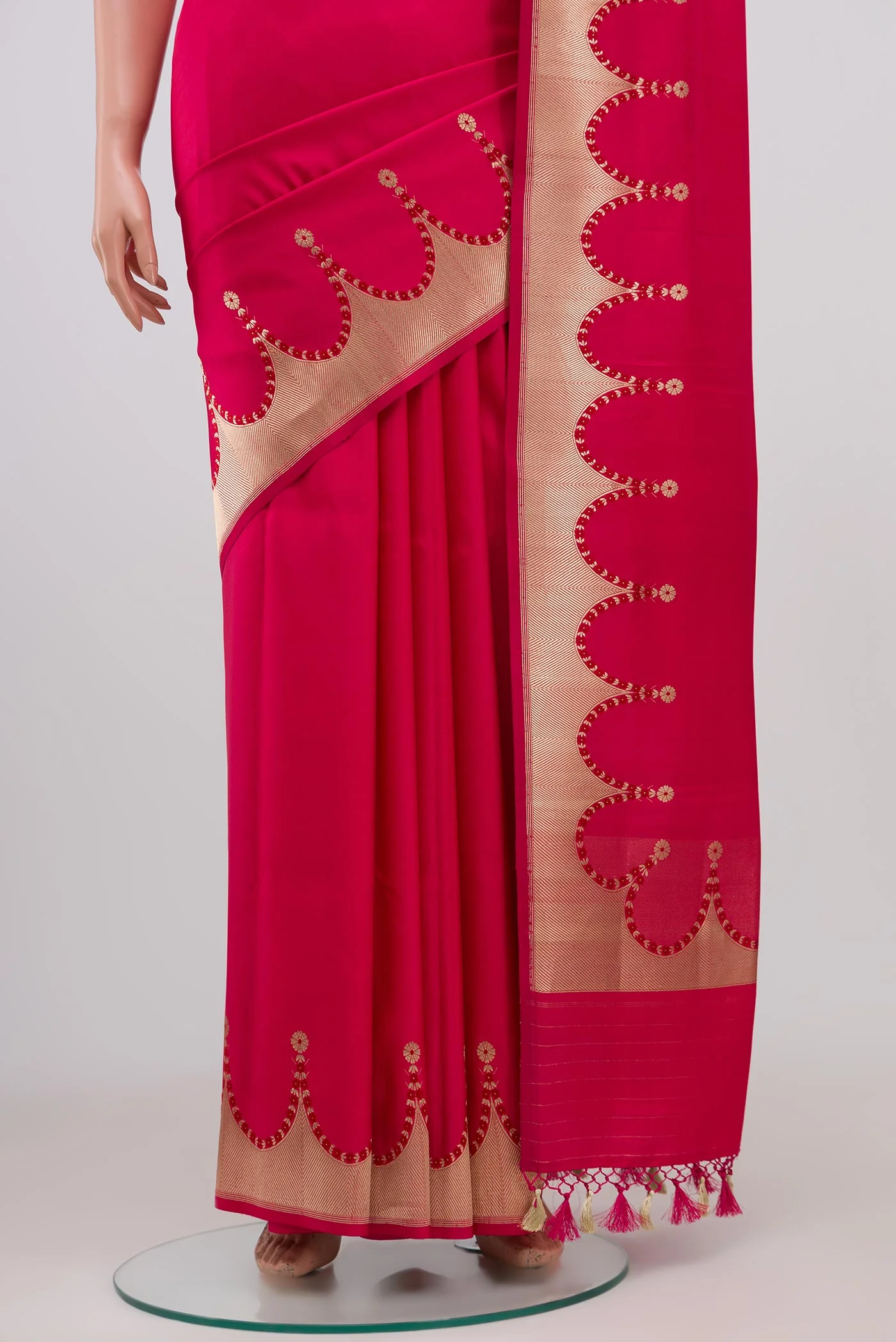 Dark Pink Banarasi Silk Saree - Image 3