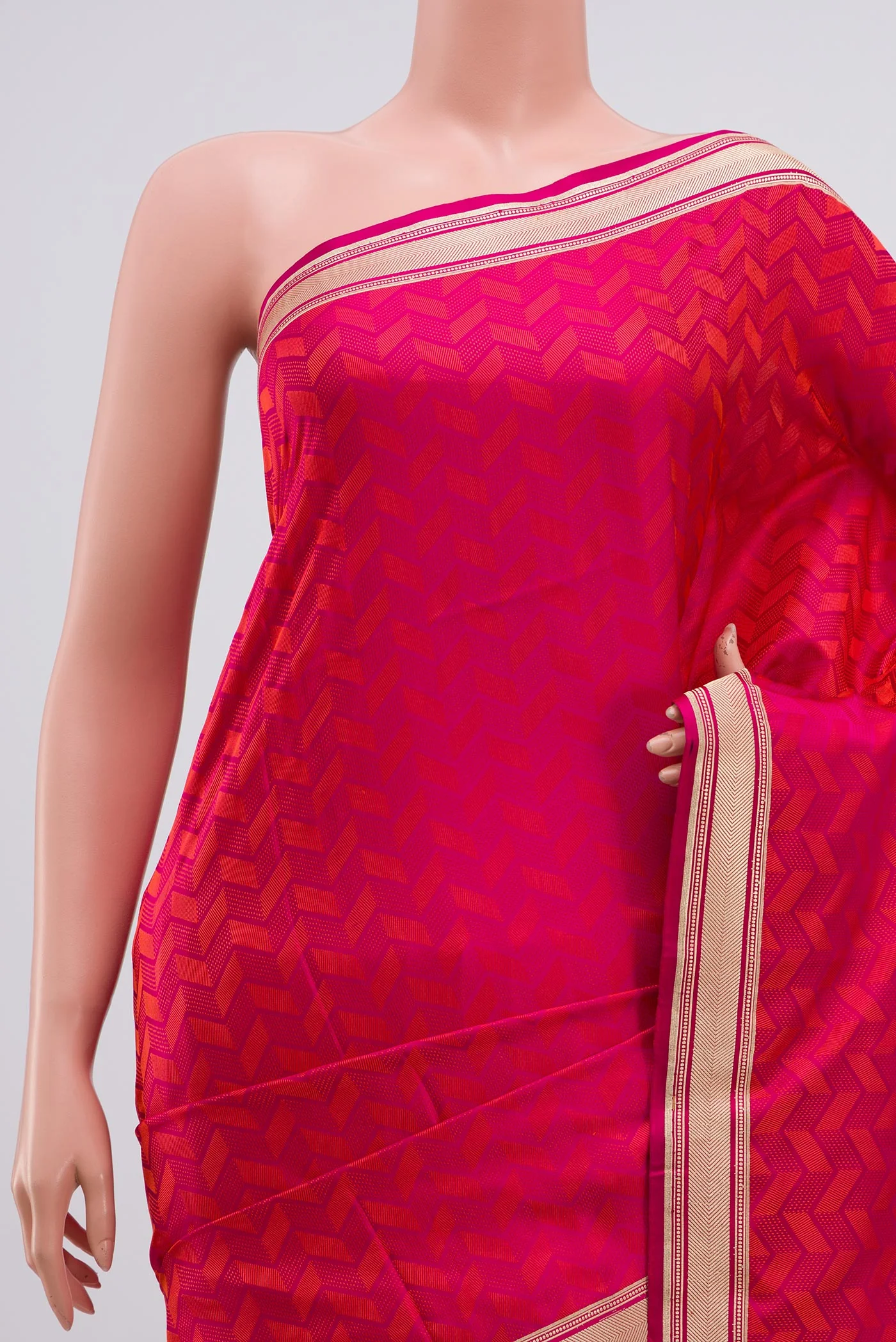 Pink Banarasi Silk Saree - Image 2
