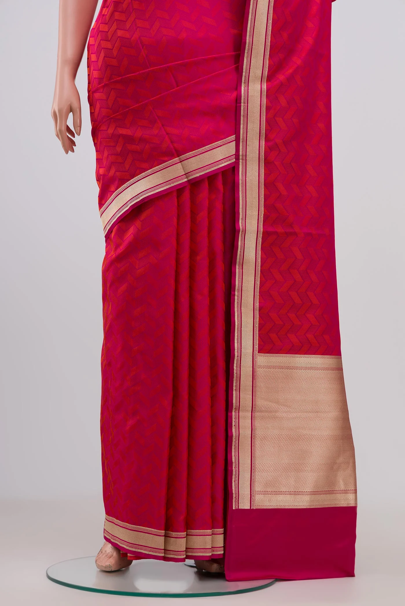 Pink Banarasi Silk Saree - Image 3