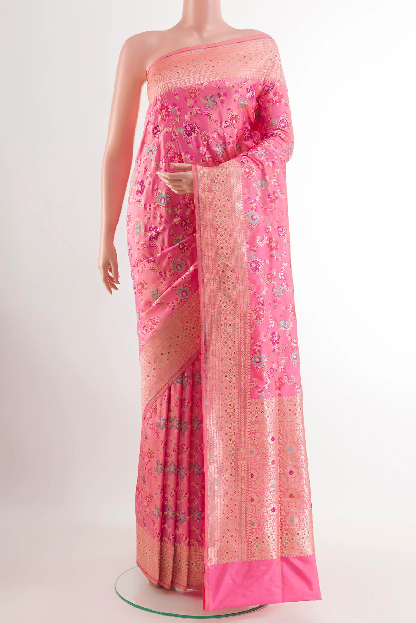 Rose pink Banarasi Silk Saree