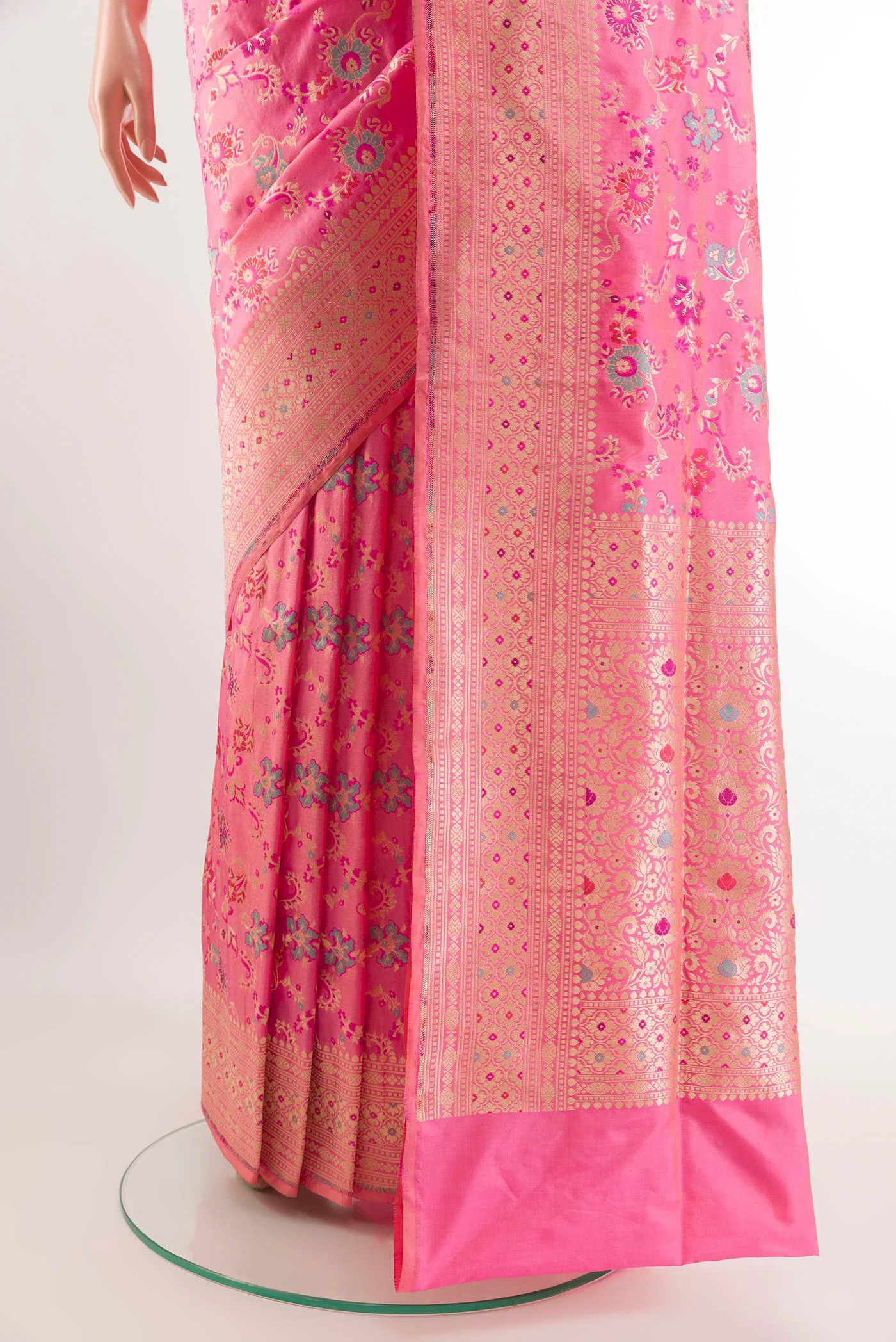 Rose pink Banarasi Silk Saree - Image 3