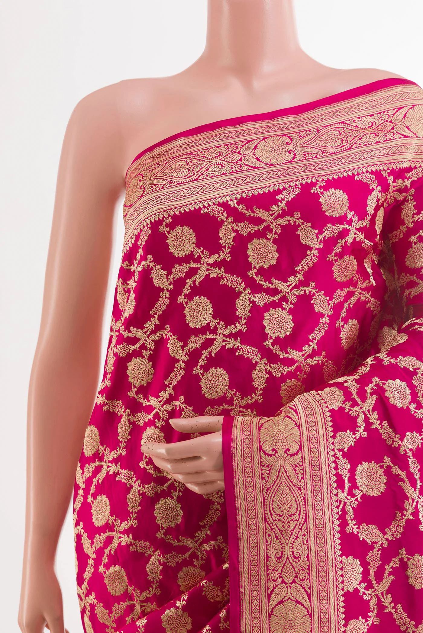 Pink Banarasi Silk Saree - Image 2