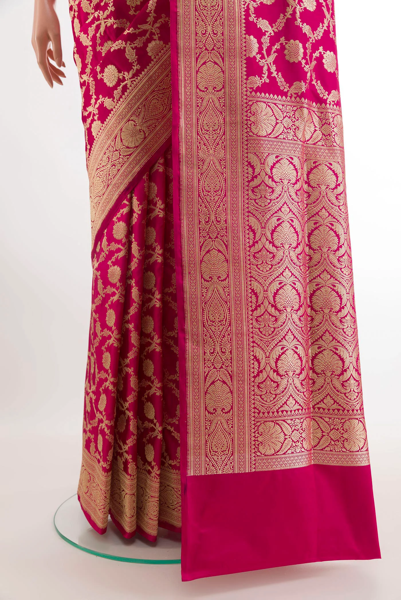 Pink Banarasi Silk Saree - Image 3
