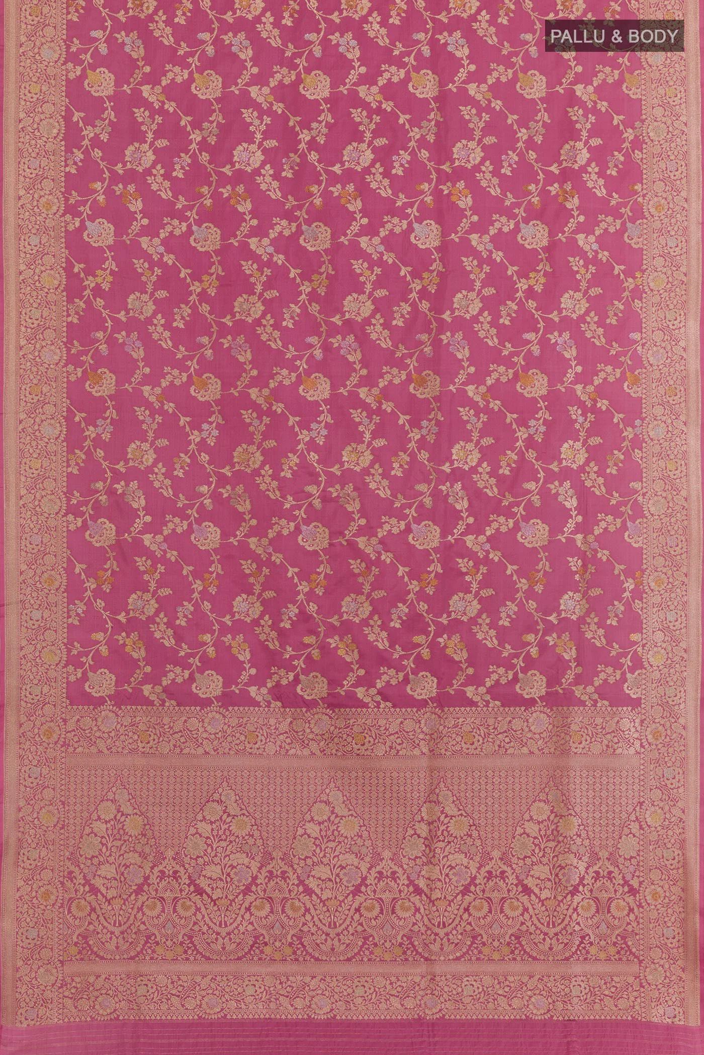 Pink Banarasi Silk Saree - Image 3