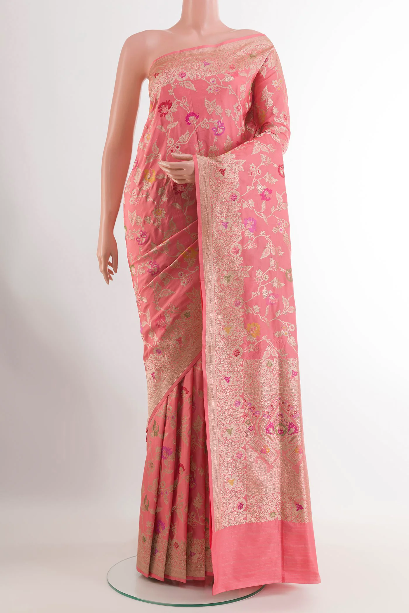 Coral Banarasi Silk Saree