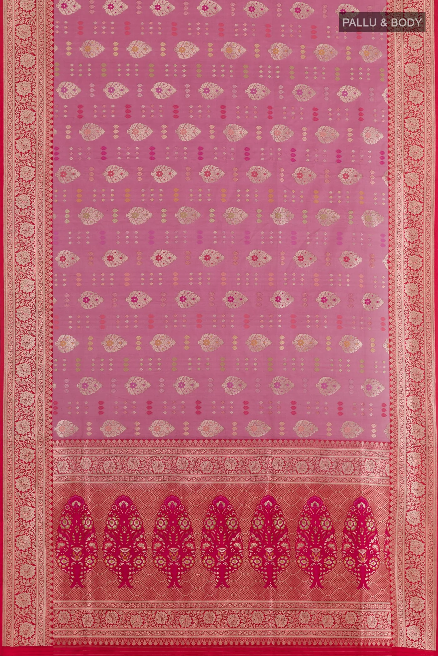 Rose pink Banarasi Silk Saree - Image 3