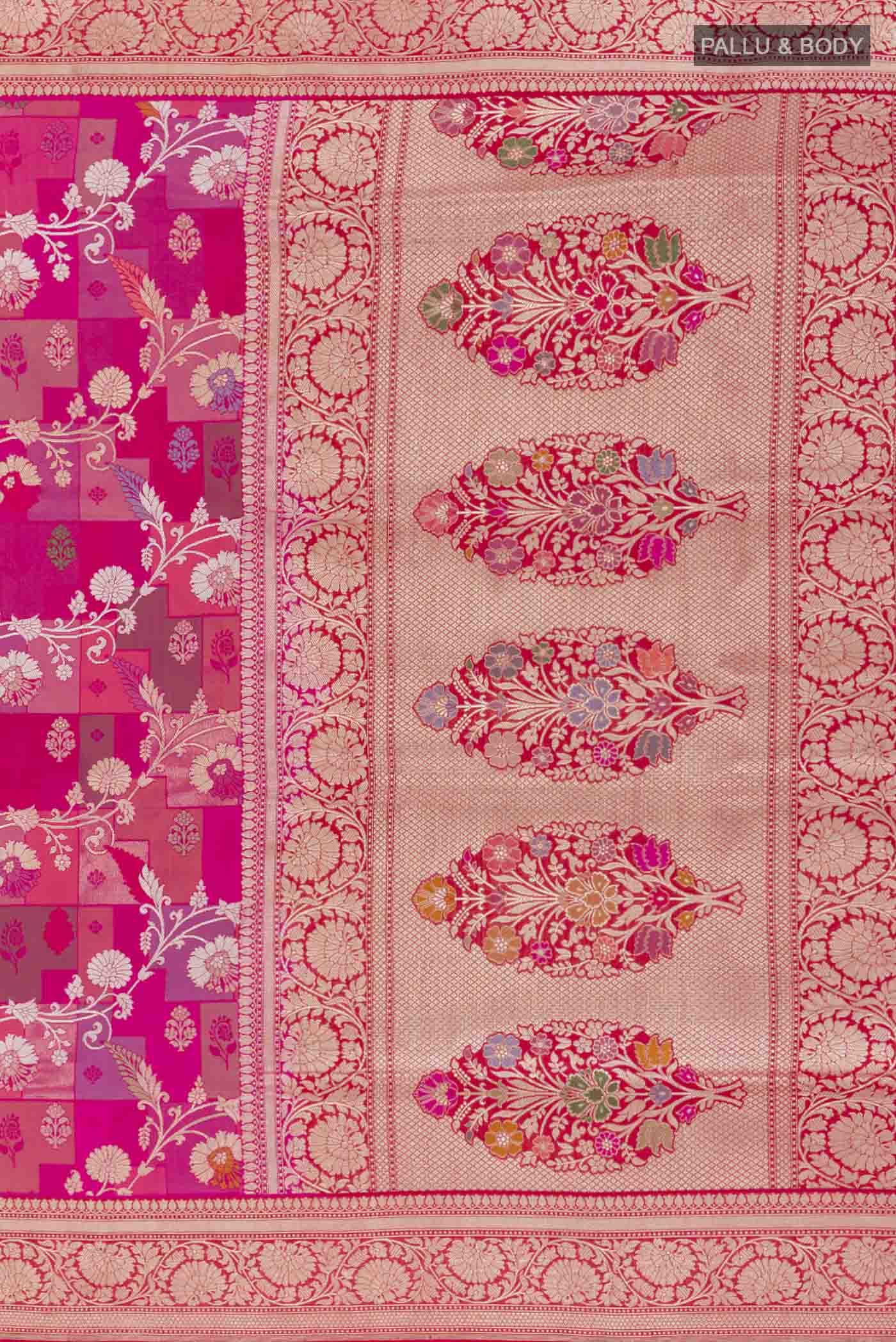 Pink Banarasi Silk Saree - Image 5
