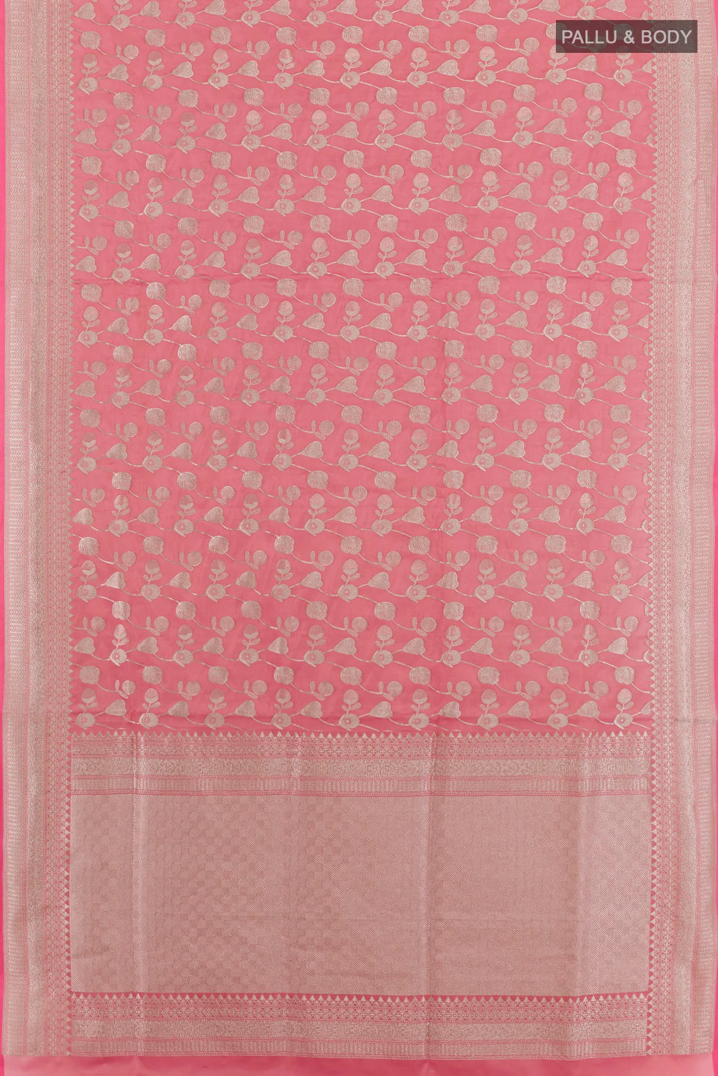 Rose pink Banarasi Silk Saree - Image 3