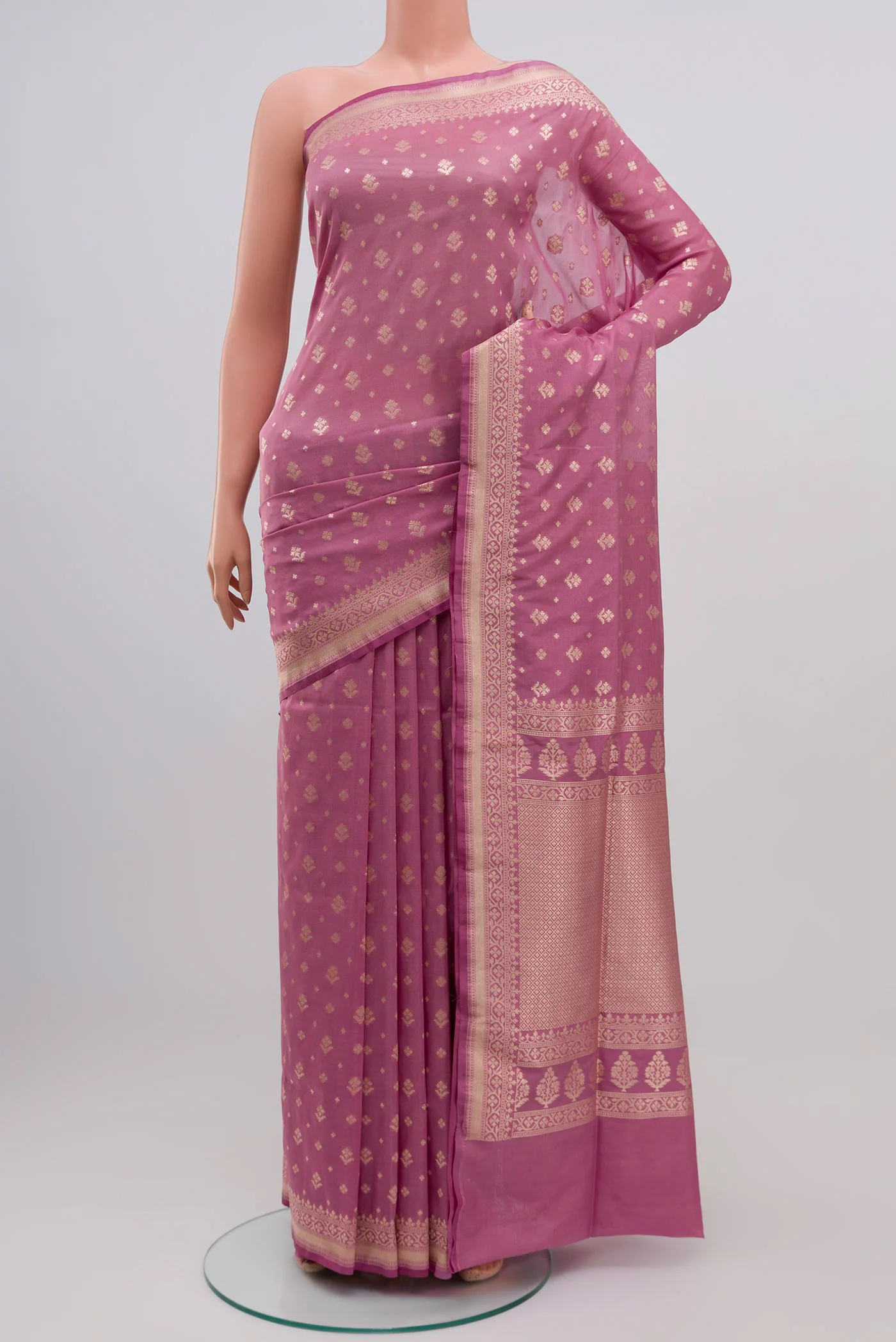 Rose pink Banarasi Silk Saree