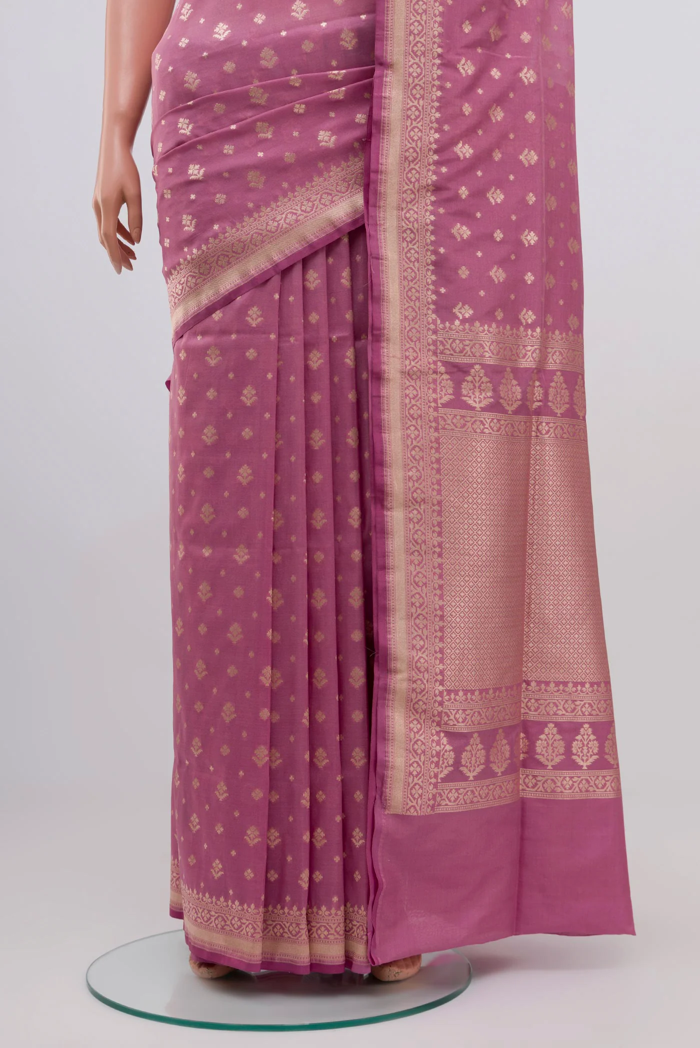 Rose pink Banarasi Silk Saree - Image 3