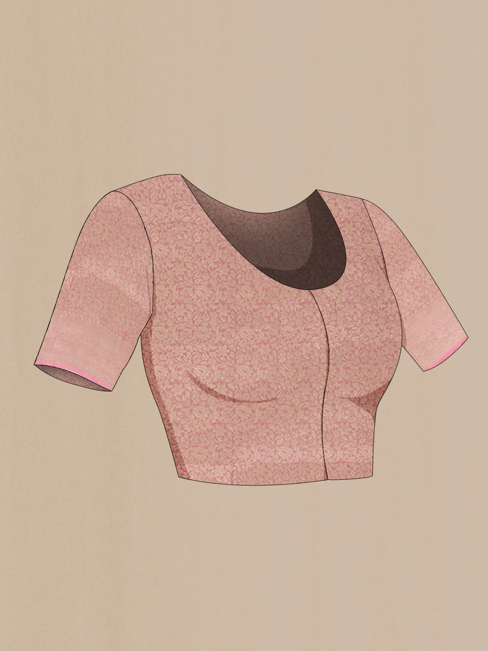 Rose pink Banarasi Silk Saree - Image 2