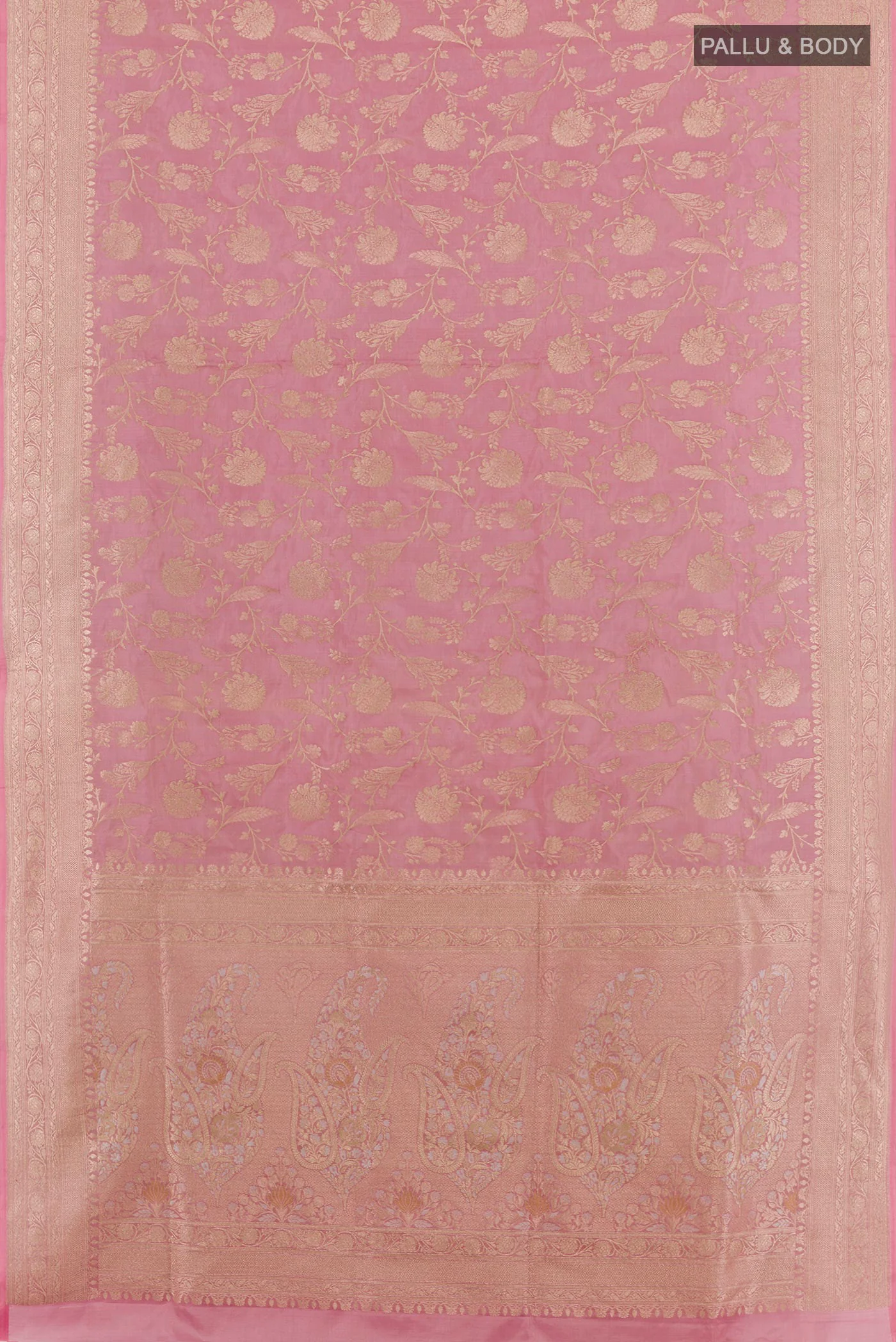 Rose pink Banarasi Silk Saree - Image 3