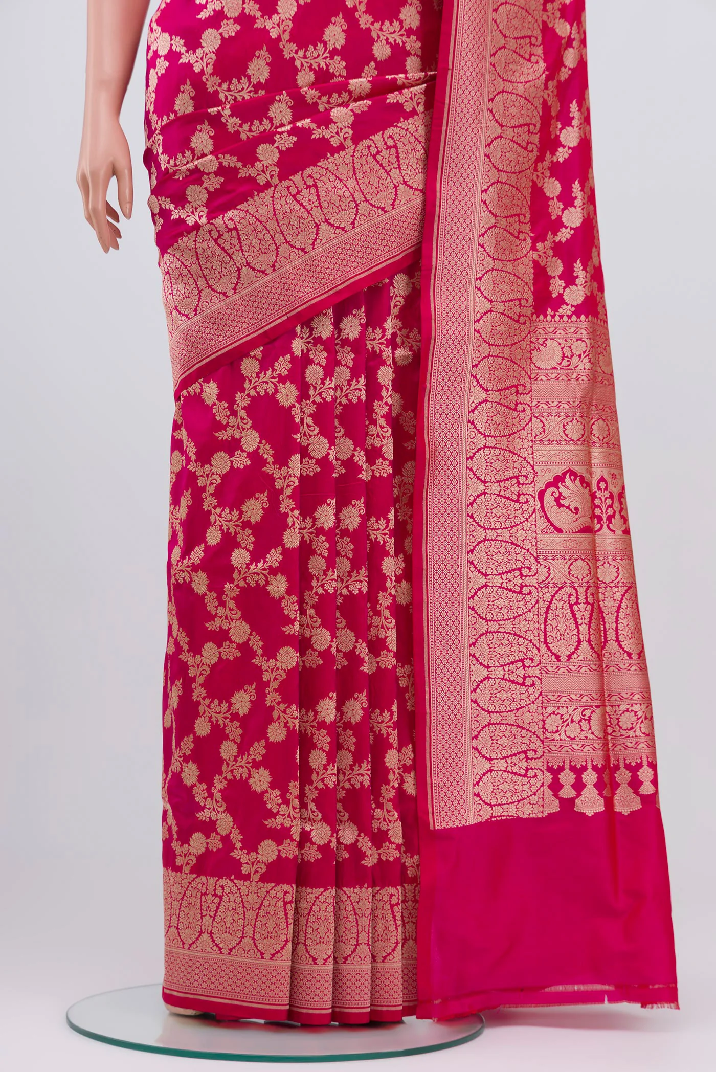 Pink Banarasi Silk Saree - Image 3