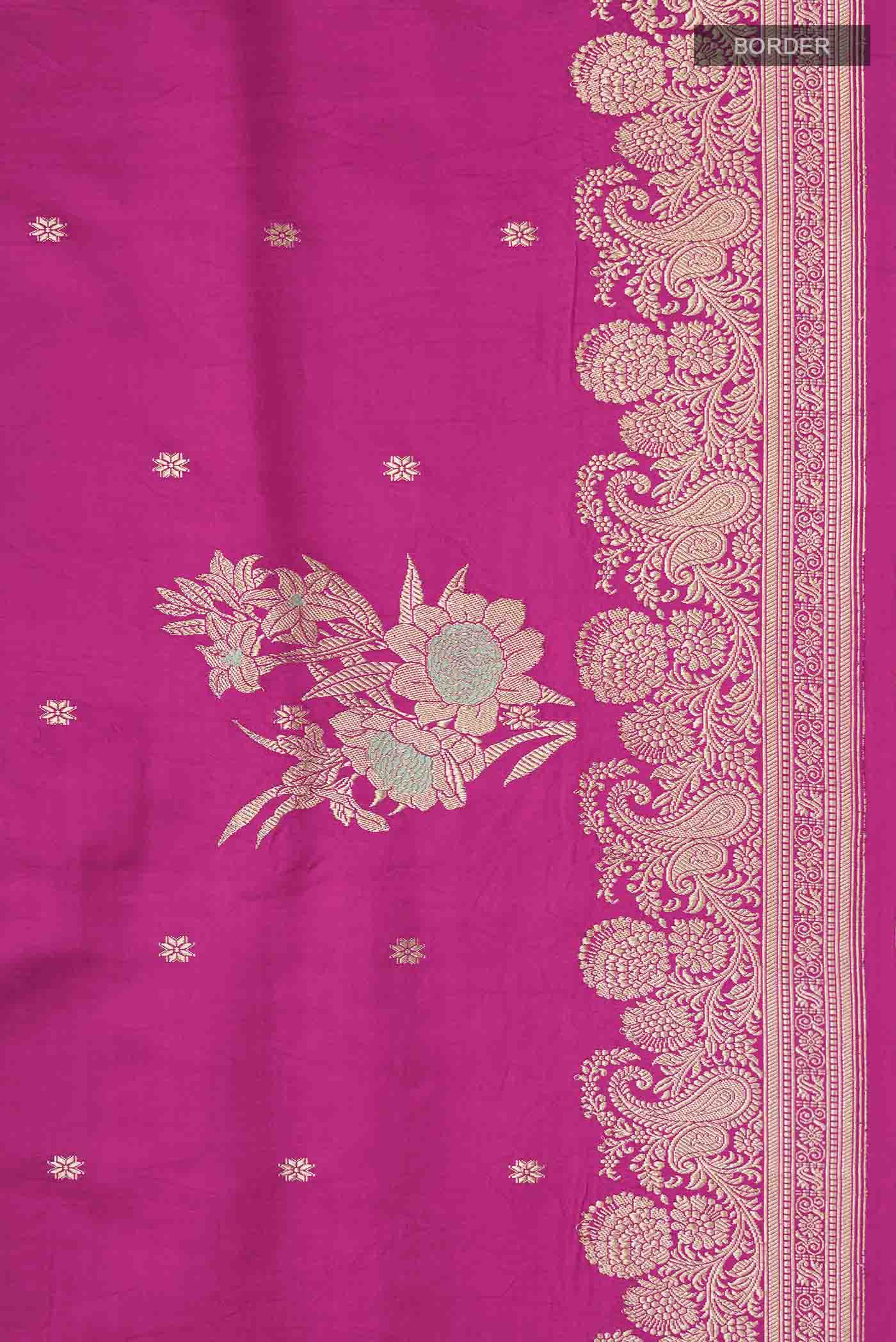 Pink Banarasi Silk Saree - Image 3