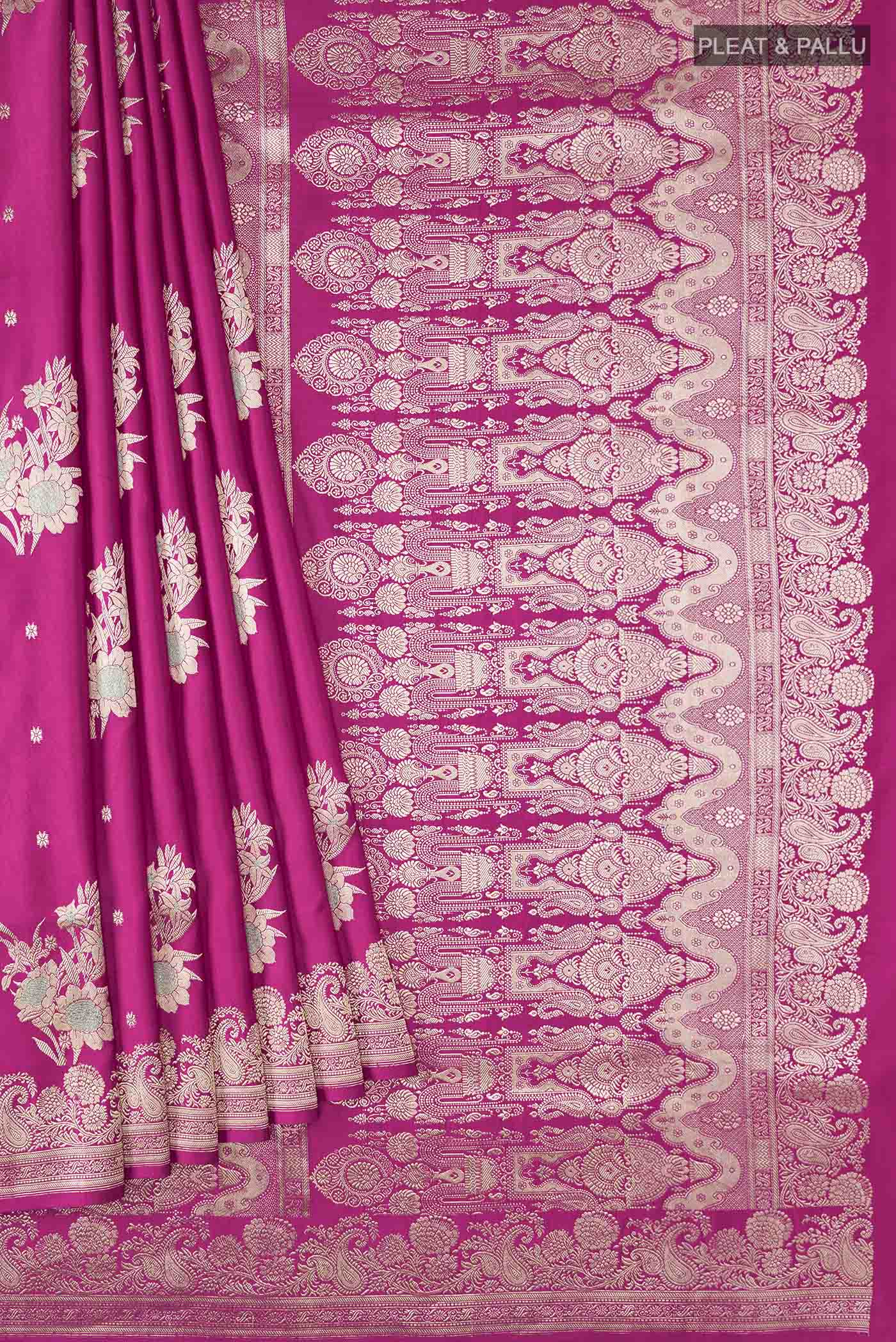 Pink Banarasi Silk Saree - Image 4