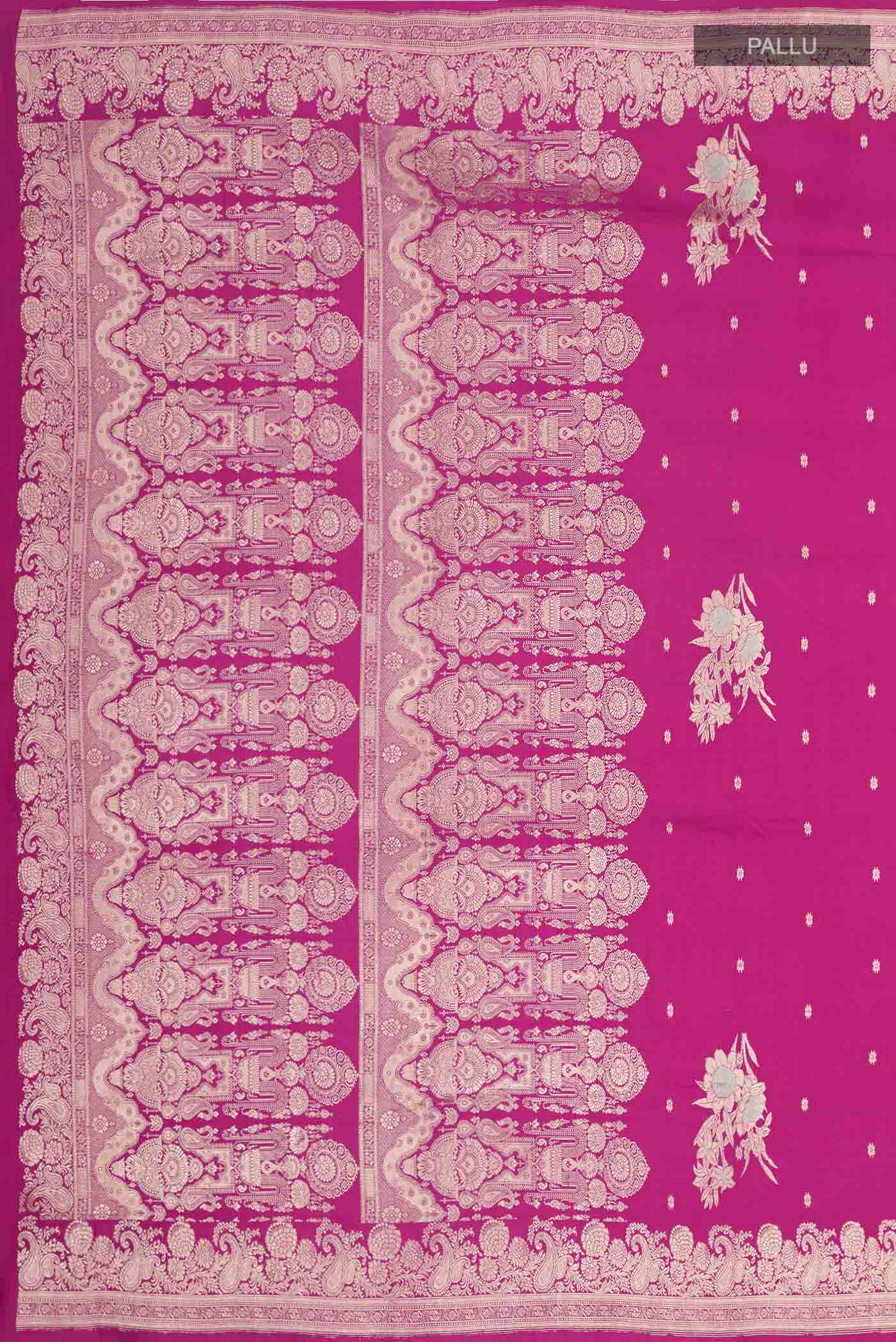 Pink Banarasi Silk Saree - Image 7