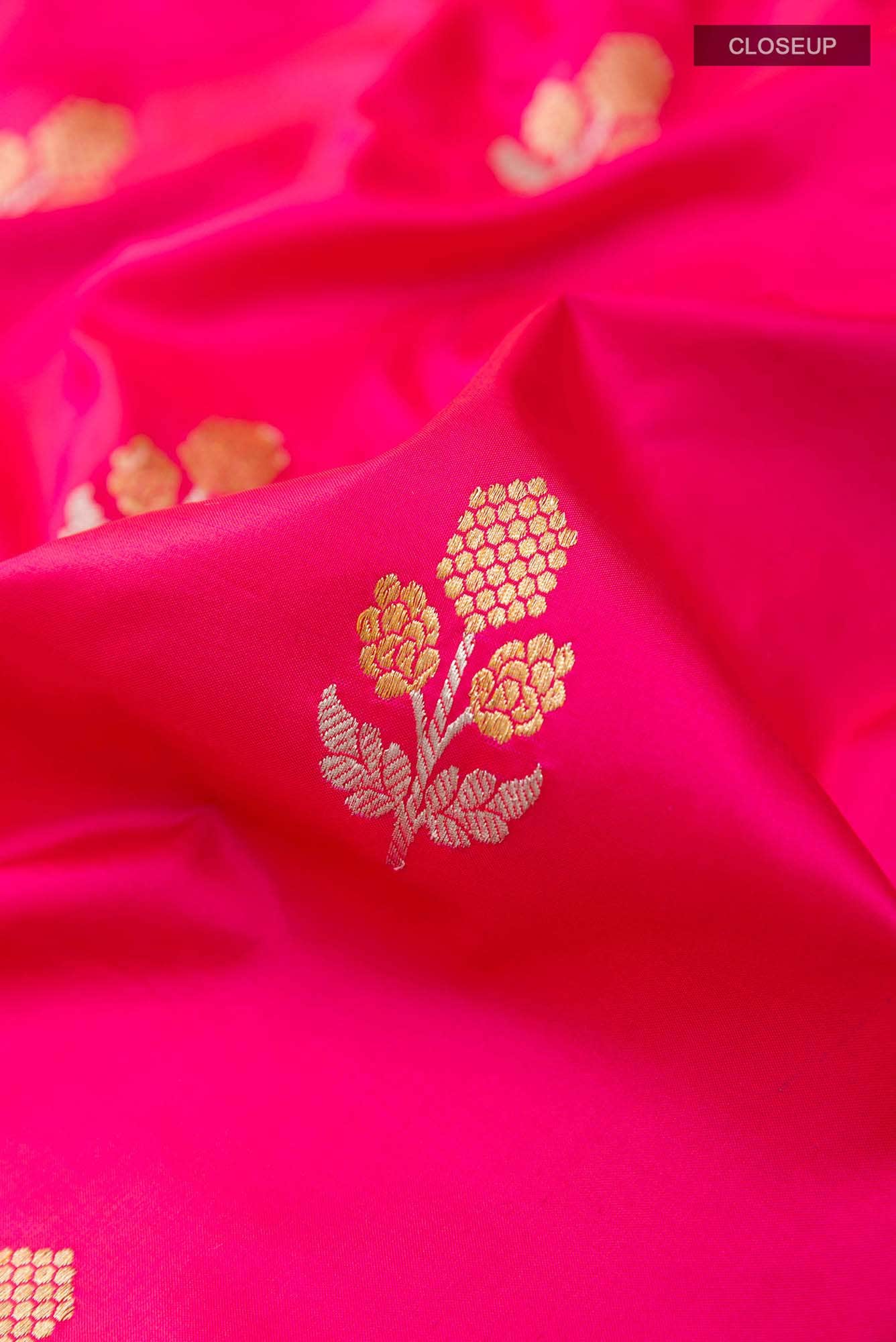 Pink Banarasi Silk Saree - Image 3