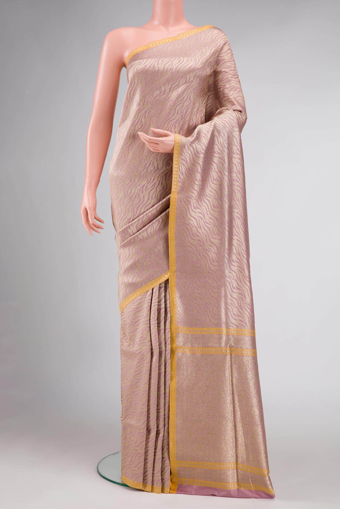 Pure Silk Pure Zari Mauve Banarasi Saree - Image 2