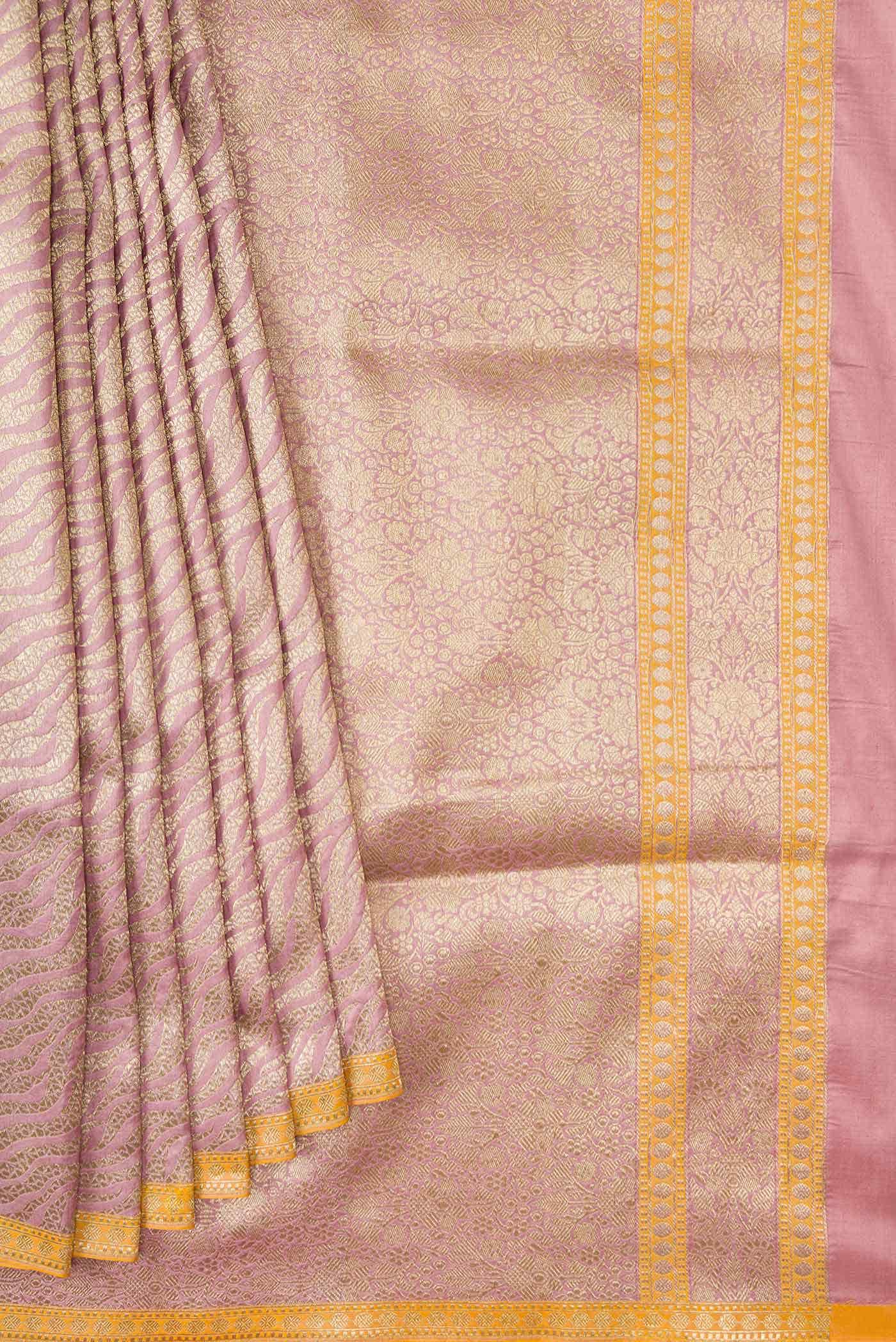 Pure Silk Pure Zari Mauve Banarasi Saree - Image 4
