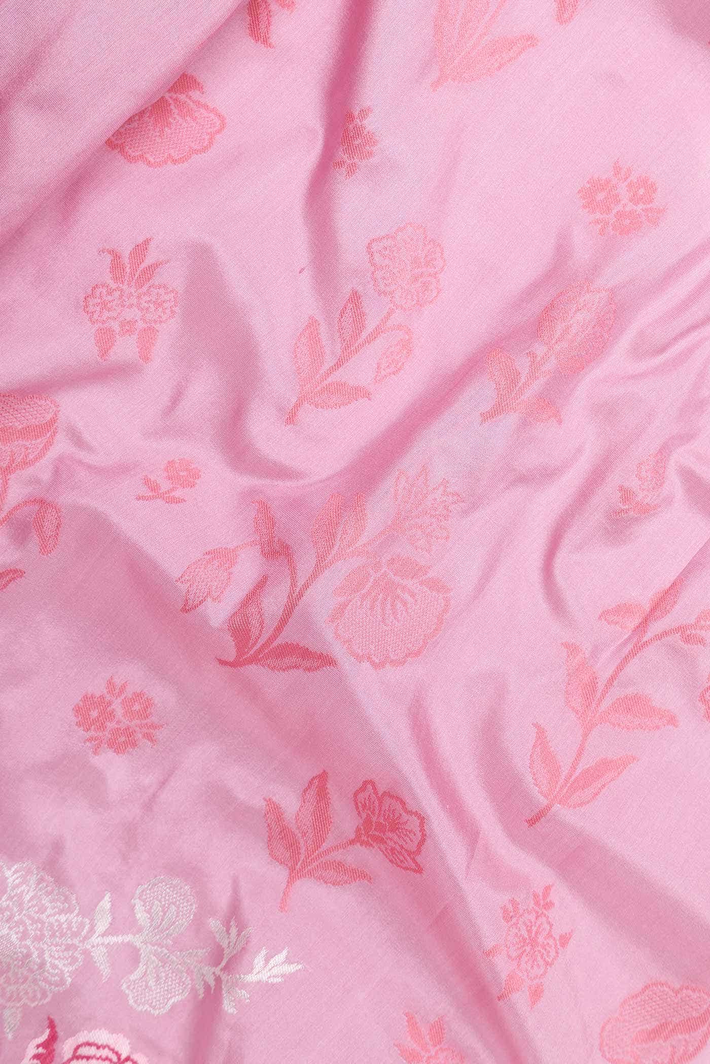 Pink Banarasi Silk Saree - Image 3