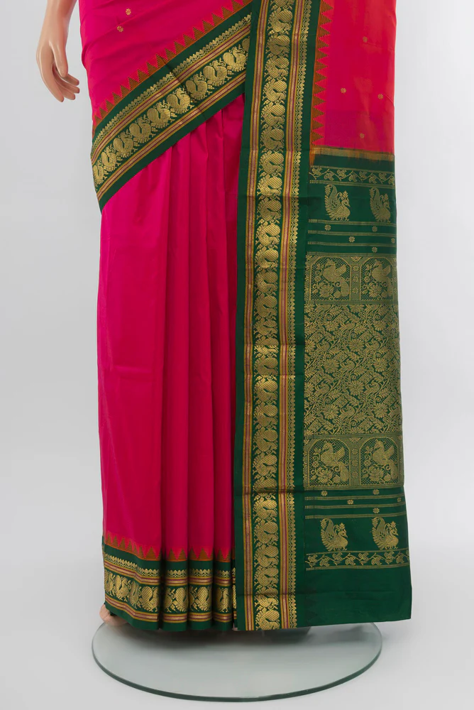 Pink Bangalore Silk Saree - Image 3