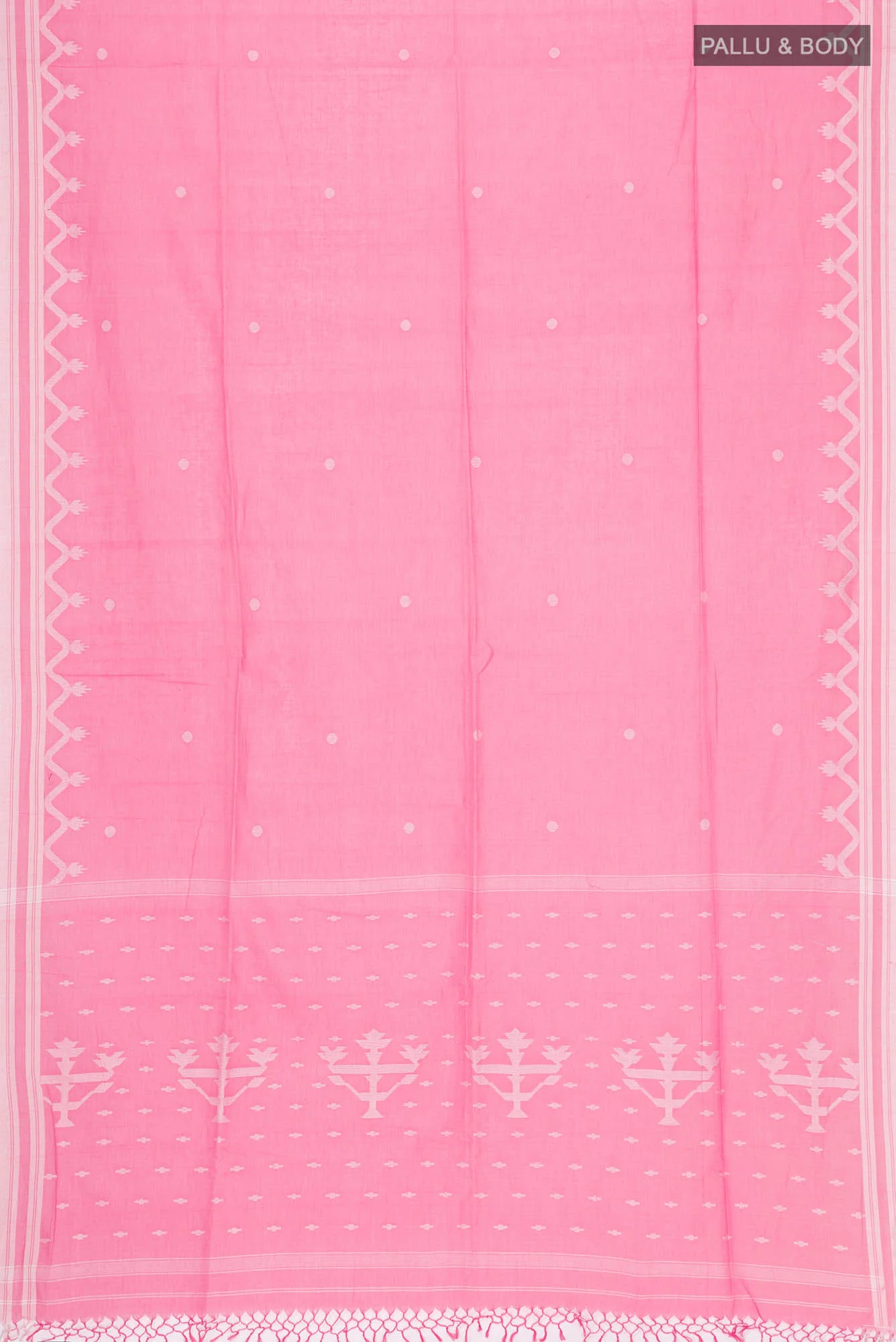 Pink Bengal Cotton Saree - Image 3