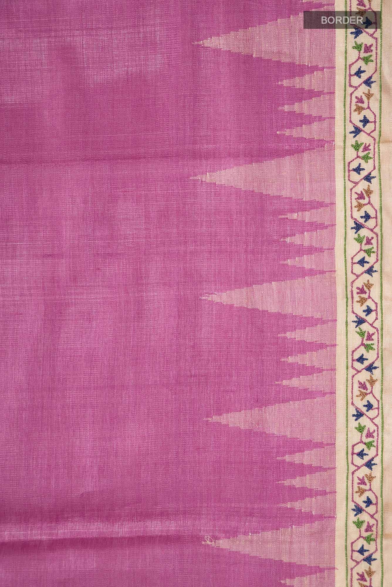 Pink Bhagalpuri Tussar Silk Saree - Image 6